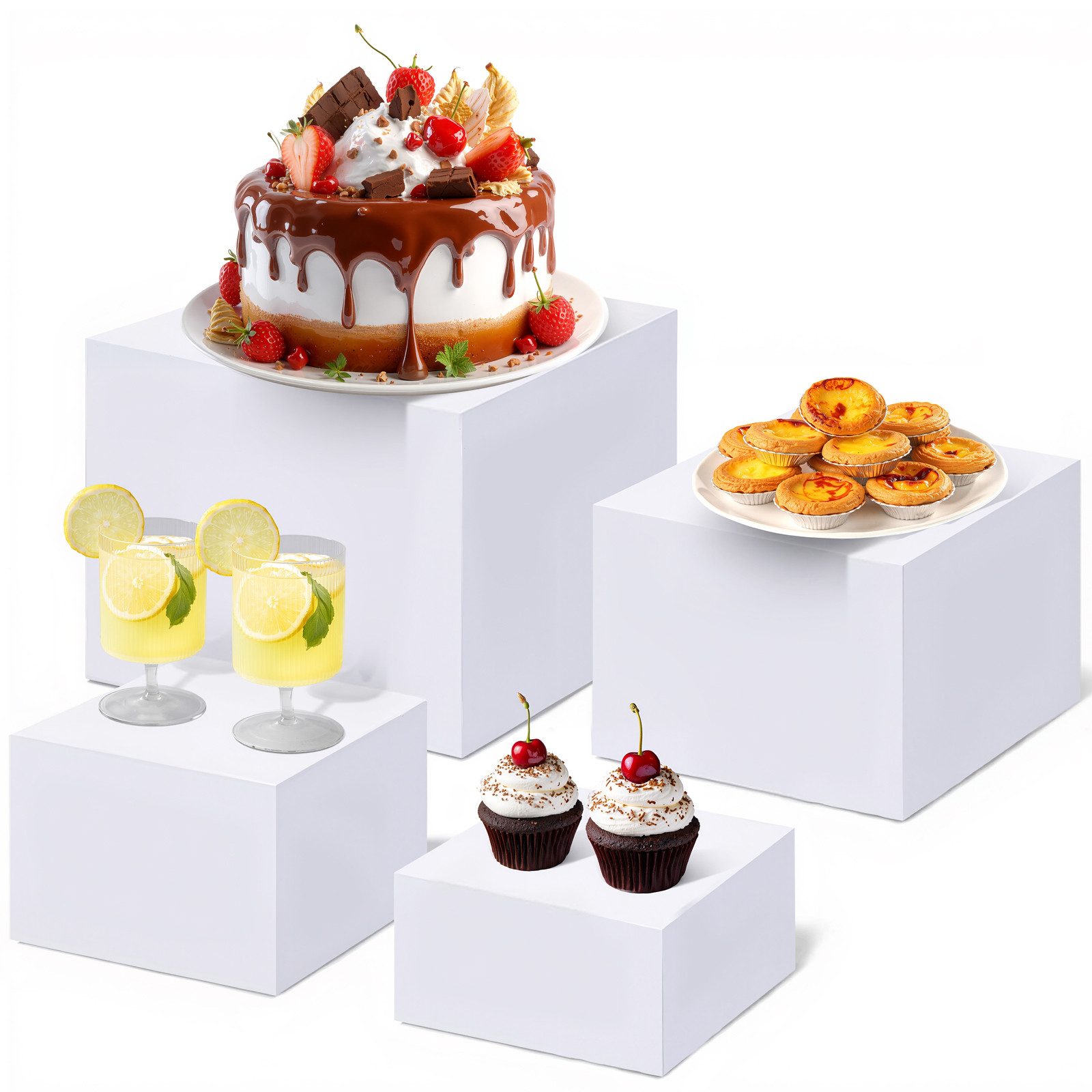 GarveeMore Schuhständer 4 Stück Set Porzellan weißes Acryl Fünfseitige Box Display Stand