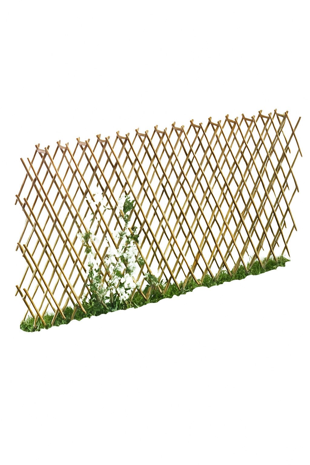 Dekoleidenschaft Weidenzaun "Ziehharmonika" variabel, Rankgitter aus Weide Beeteinfassung flexibel, Beetbegrenzung ausziehbar, Holz Rankhilfe, Beetzaun, Gitterzaun