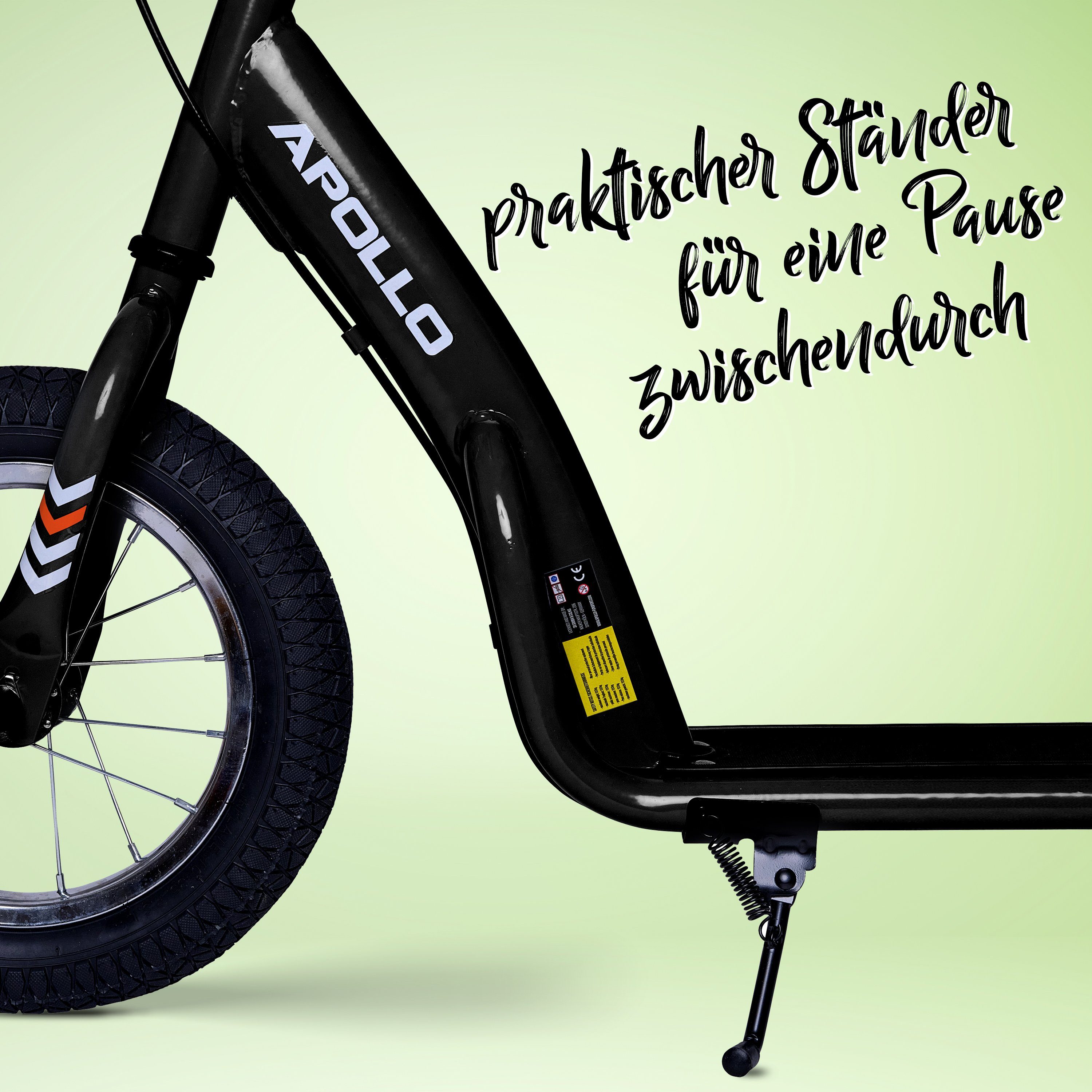 Apollo Scooter Retro Scooter Paradise City Roller mit 12,5 Zoll Luftreifen, Tretroller für Kinder und Jugendliche mit extra breiter Trittfläche – Bild 4 von 5