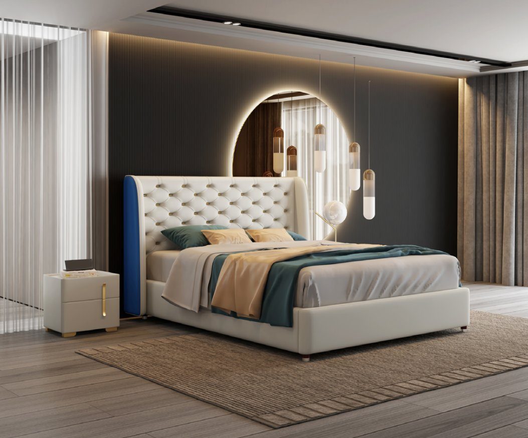 Doppelbetten Eleganz Made Schlafzimmer In Holz JVmoebel (Bett), Europe Bett Möbel Bett Bettgestell Designer