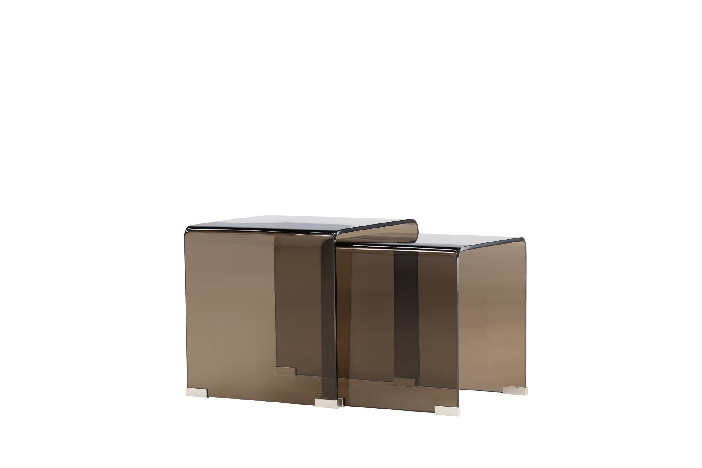Venture Home Couchtisch Telemark Satztische, 2 Stück, Glas braun. (1-St)