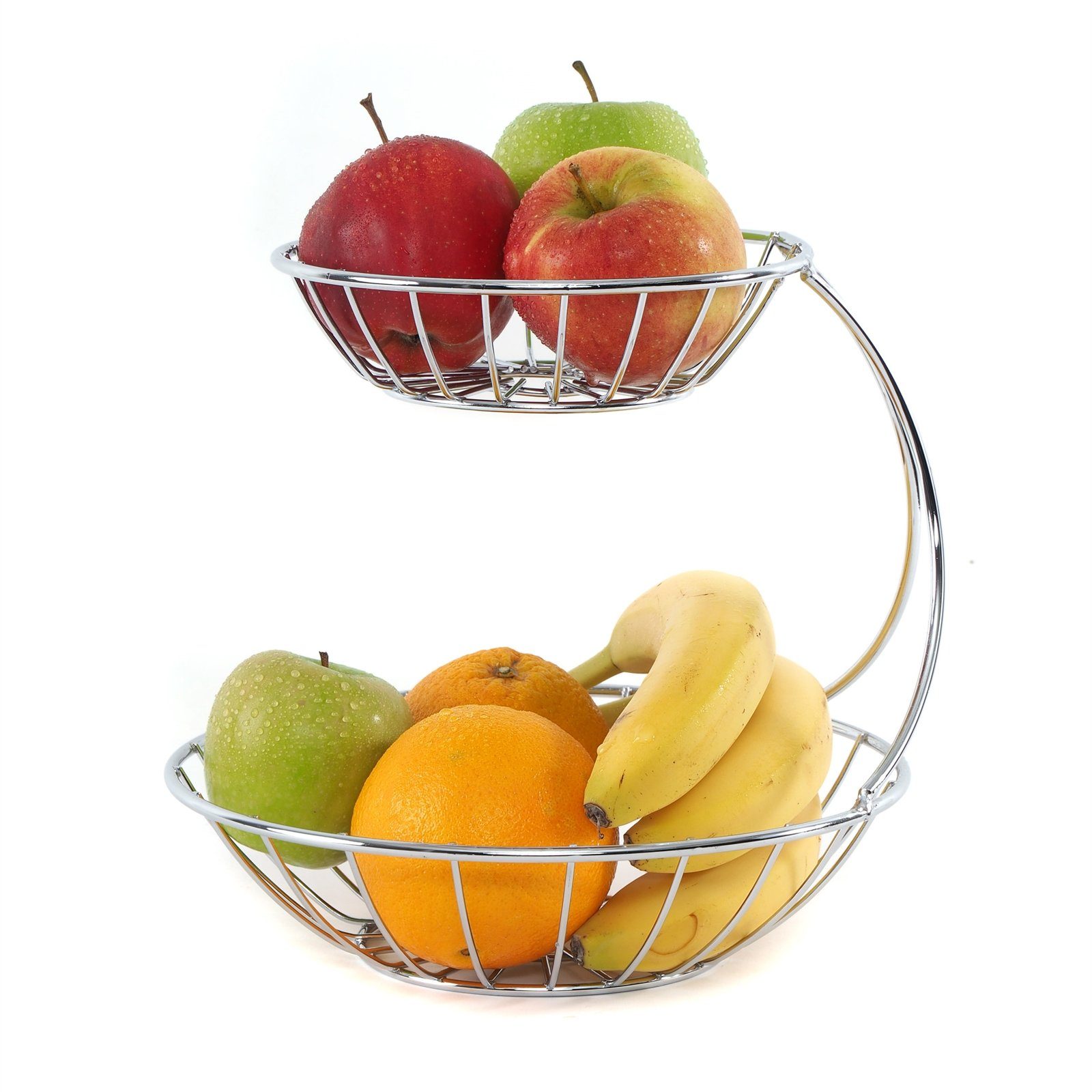 DESIGN DELIGHTS Obstschale DOPPEL OBSTKORB "STAGE", Eisen verchromt, Etagere, Metall