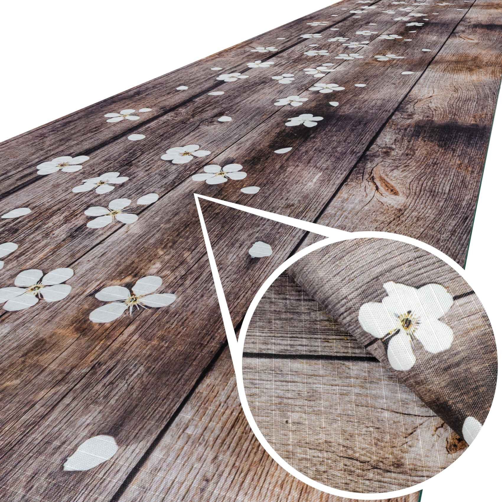 Textil Holz Küchenläufer ANRO, Textil Blume, Flurläufer Läufer SPRINTY Höhe: Rechteckig, Teppichläufer Küchenläufer 3 mm,