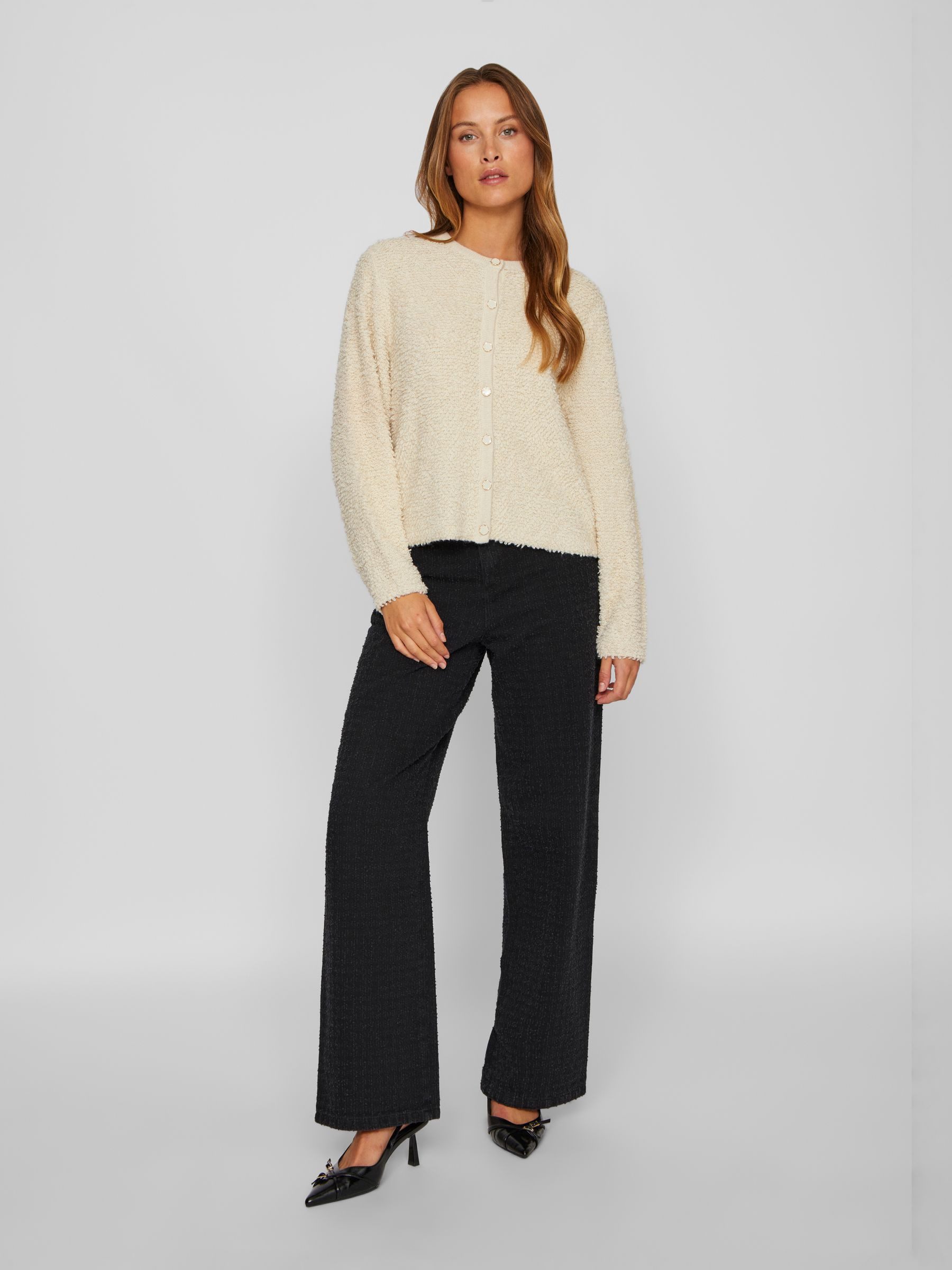 Vila Cardigan Kuscheliges Design mit Knöpfen (1-tlg) VIPAZA O-NECK L/S KNIT JACKET/1