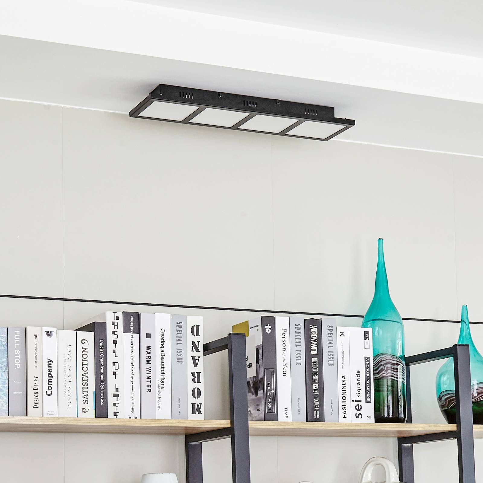 Lindby Deckenleuchten Raymie, LED, Kunststoff Schwarz Farbwechsel RGB + weiß IP20 mit Fernbedienung, LED 19 W gesamt, Farbwechsel RGB + weiß
