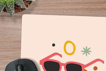 MuchoWow Gaming Mauspad Sonnenbrille - Kreis - Sommer (1-St), Mousepad mit Rutschfester Unterseite, Gaming, 40x40 cm, XXL, Großes