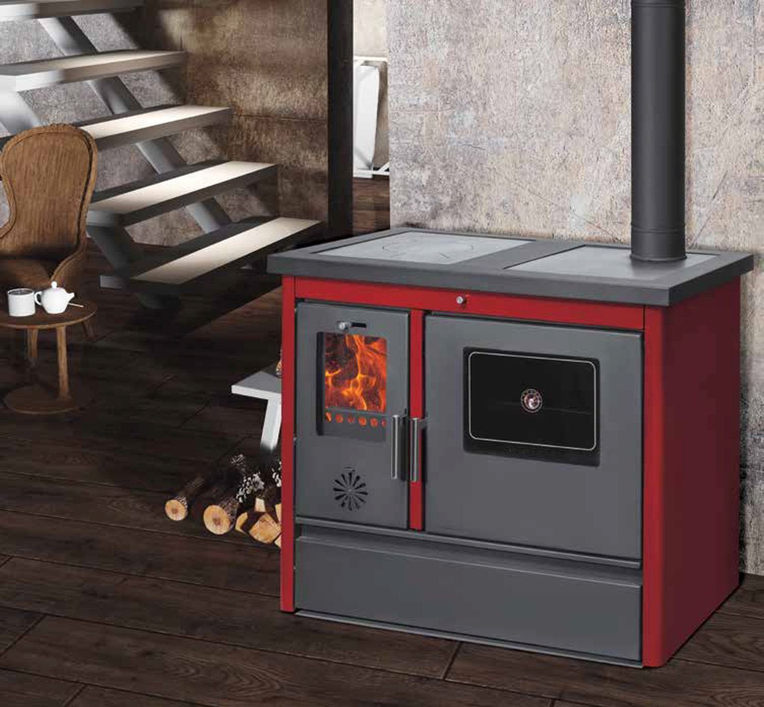 moeby24 Kaminofen Küchenofen Holzherd Kaminofen Herd Gusseisen 11,91KW BimS günstig online kaufen