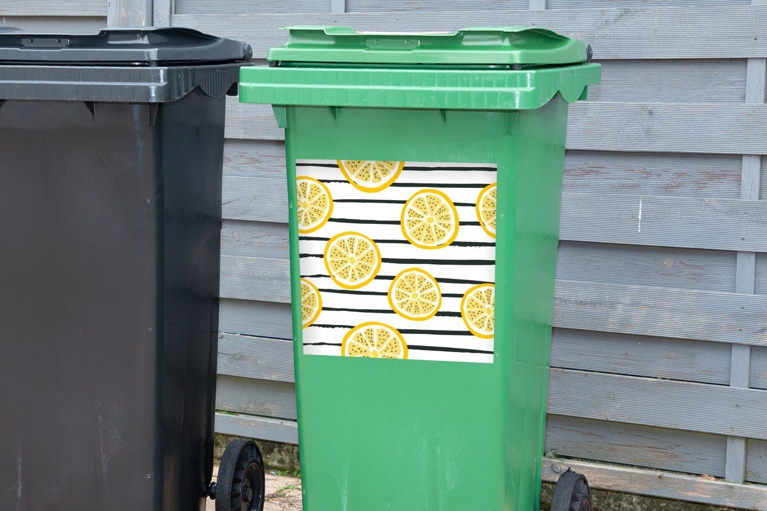 St), Abfalbehälter - Mülltonne, Sticker, Container, Wandsticker Pastell Sommer Zitrone Mülleimer-aufkleber, (1 - MuchoWow