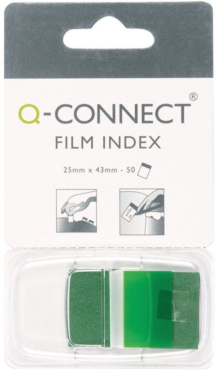 Connect Haftnotizblock Haftstreifen Index 25x43mm 50 Blatt im Spender grün
