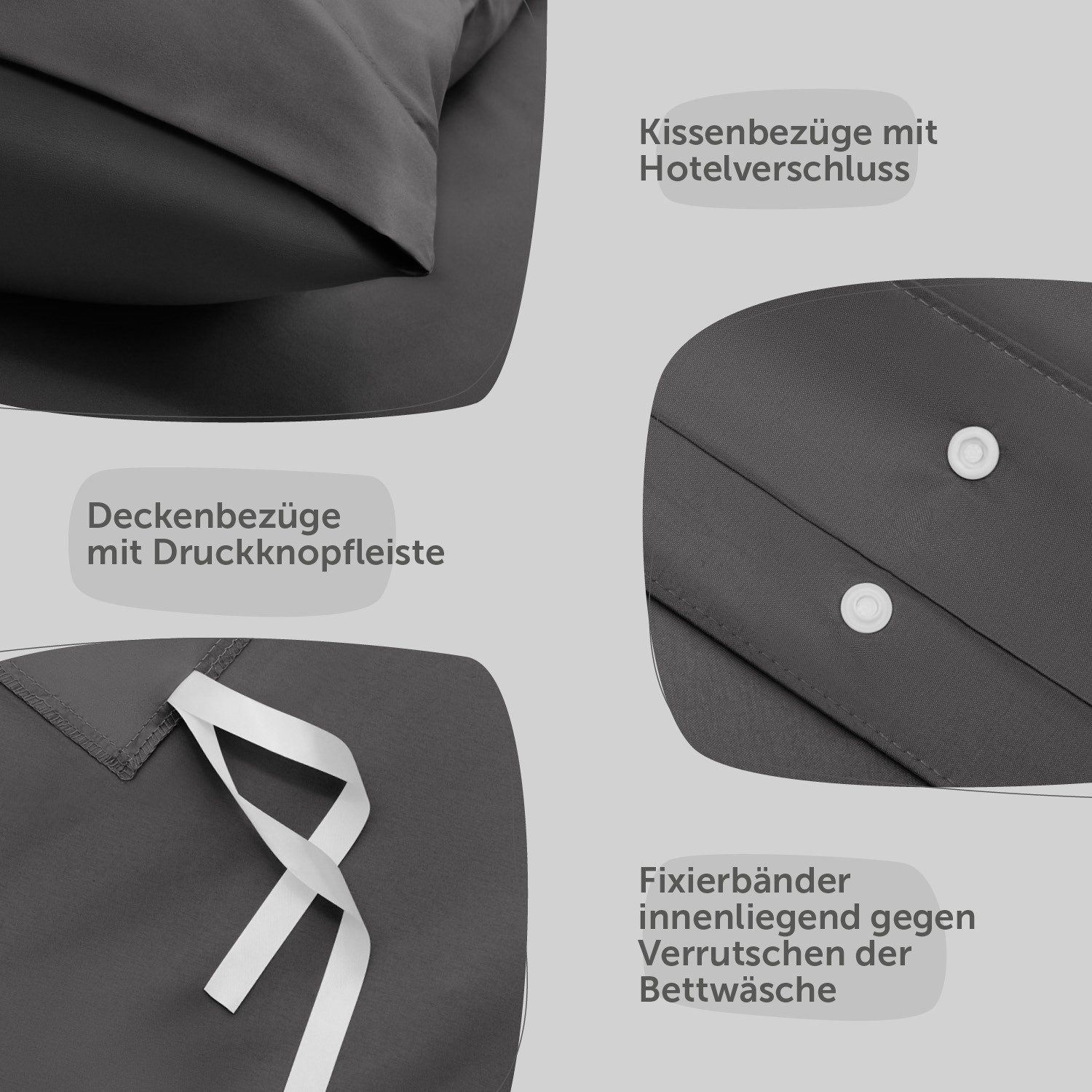 Blumtal Bettwäsche Oeko-TEX zertifizierte Mikrofaser Bettwäsche pflegeleicht & faltenfrei, Mikrofaser, Bettbezüge aus Atmungsaktivem Mikrofaser – Bild 4 von 5