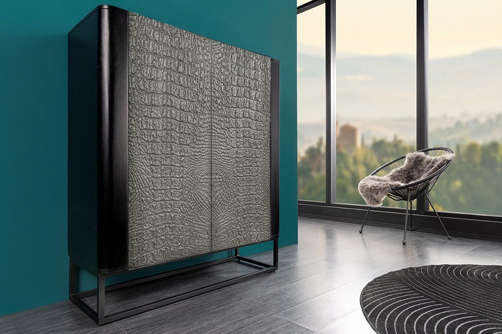 riess-ambiente Highboard CROCO 120cm grau / günstig online kaufen
