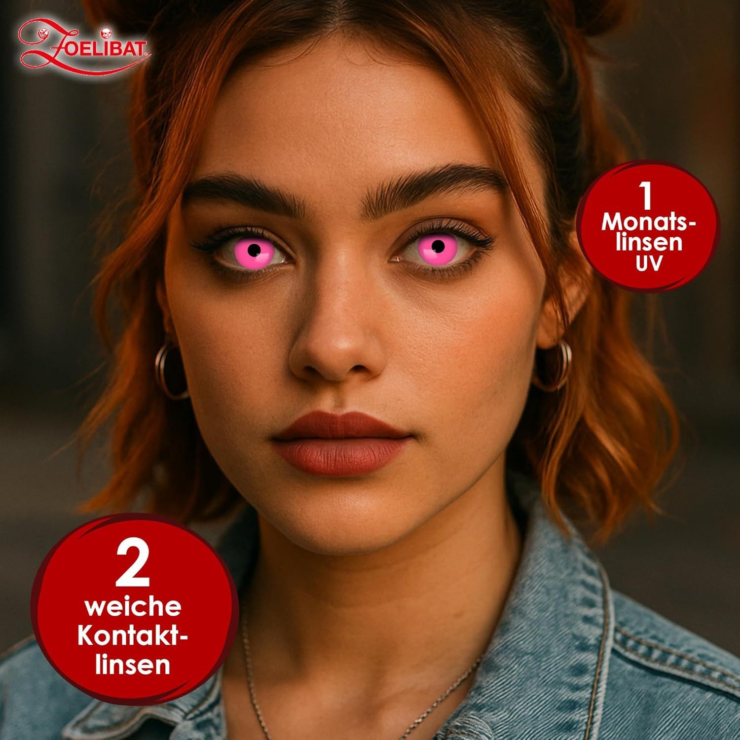 Eyecatcher Farblinsen Zoelibat Eyecatcher UV 1M Kontaktlinsen Flash Pink Neon Effekt