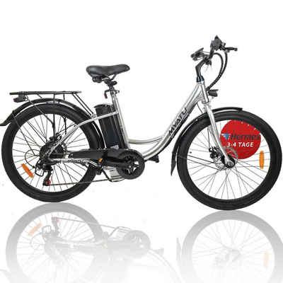 Myatu E-Bike 26 Zoll E-Citybike für Damen & Herrren, mit 12,5Ah Akku maxmail 100km, 6 Gang Shimano, Kettenschaltung, Heckmotor 250,00 W