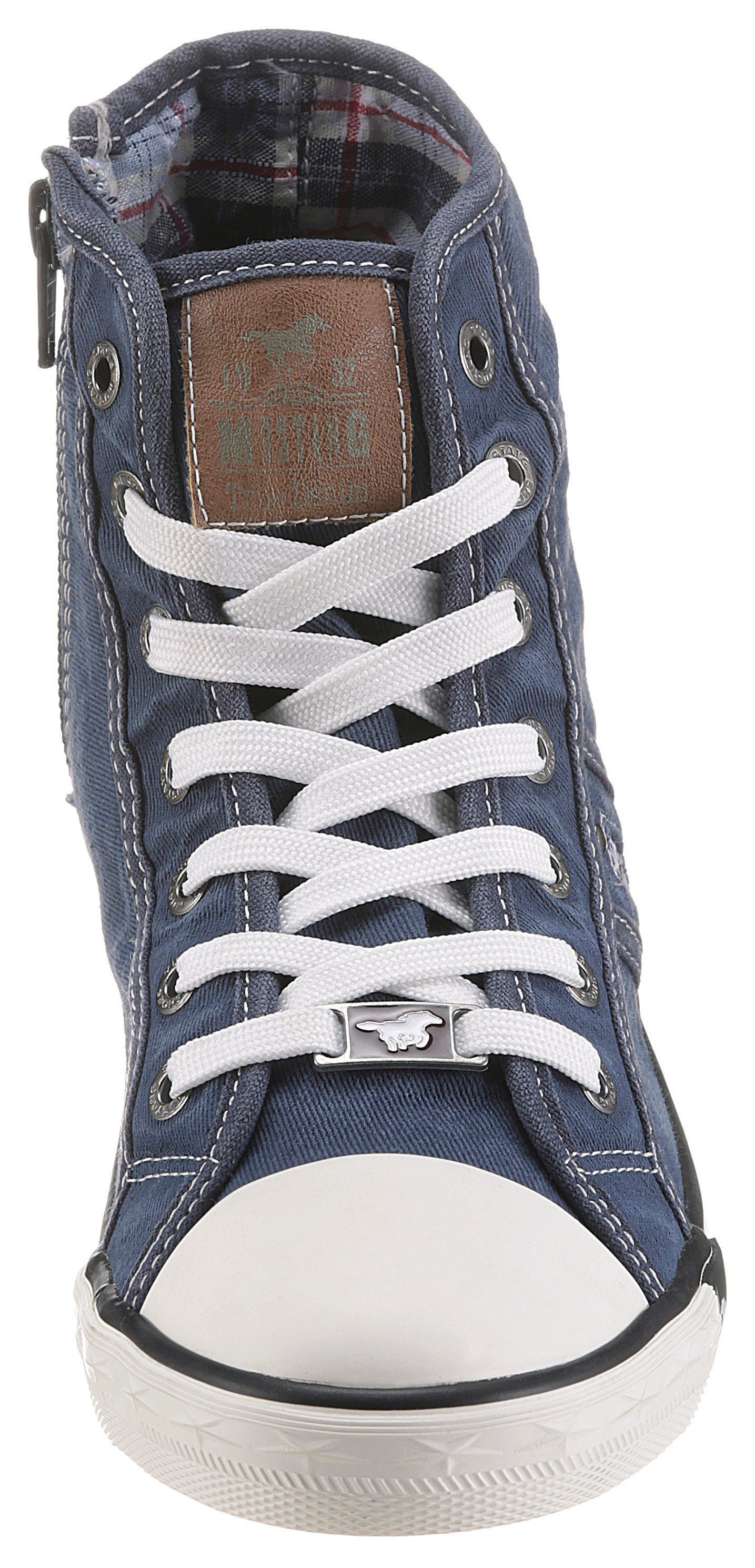 jeansblau der Label Laufsohle Sneaker Mustang Shoes mit in