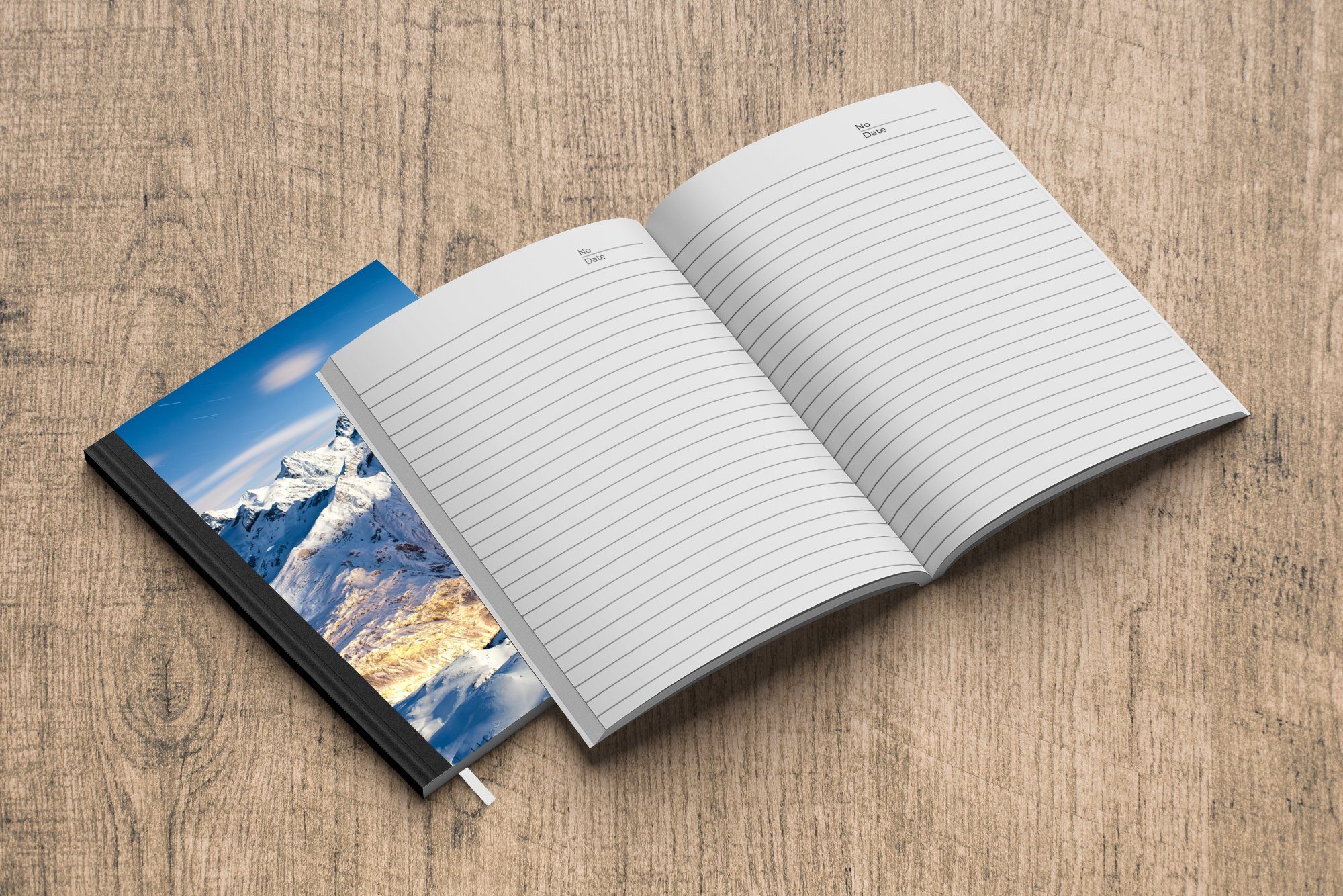 Notizbuch Journal, Seiten, 98 Schnee, Notizheft, Haushaltsbuch Tagebuch, A5, - Merkzettel, Alpen MuchoWow Berg -