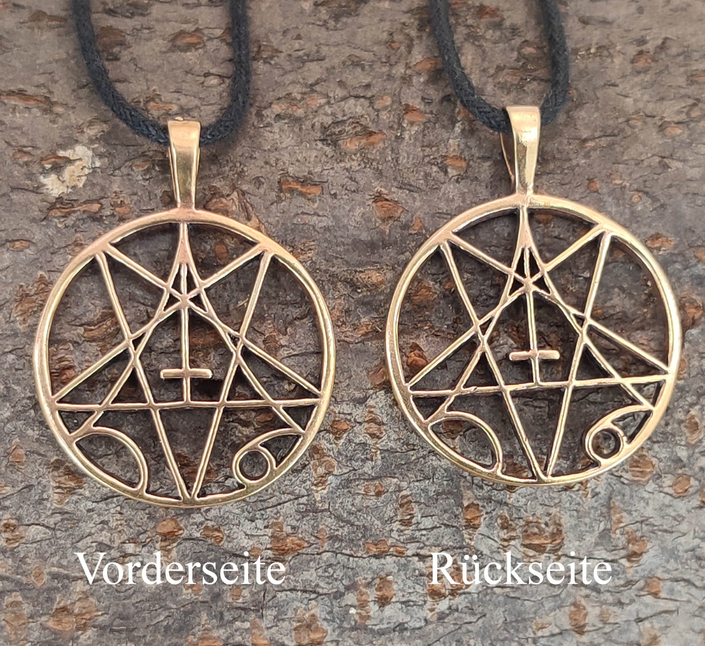 Kiss of Leather Kettenanhänger Pentagramm umgedrehtes Kreuz Satan Luzifer Bronze Anhänger
