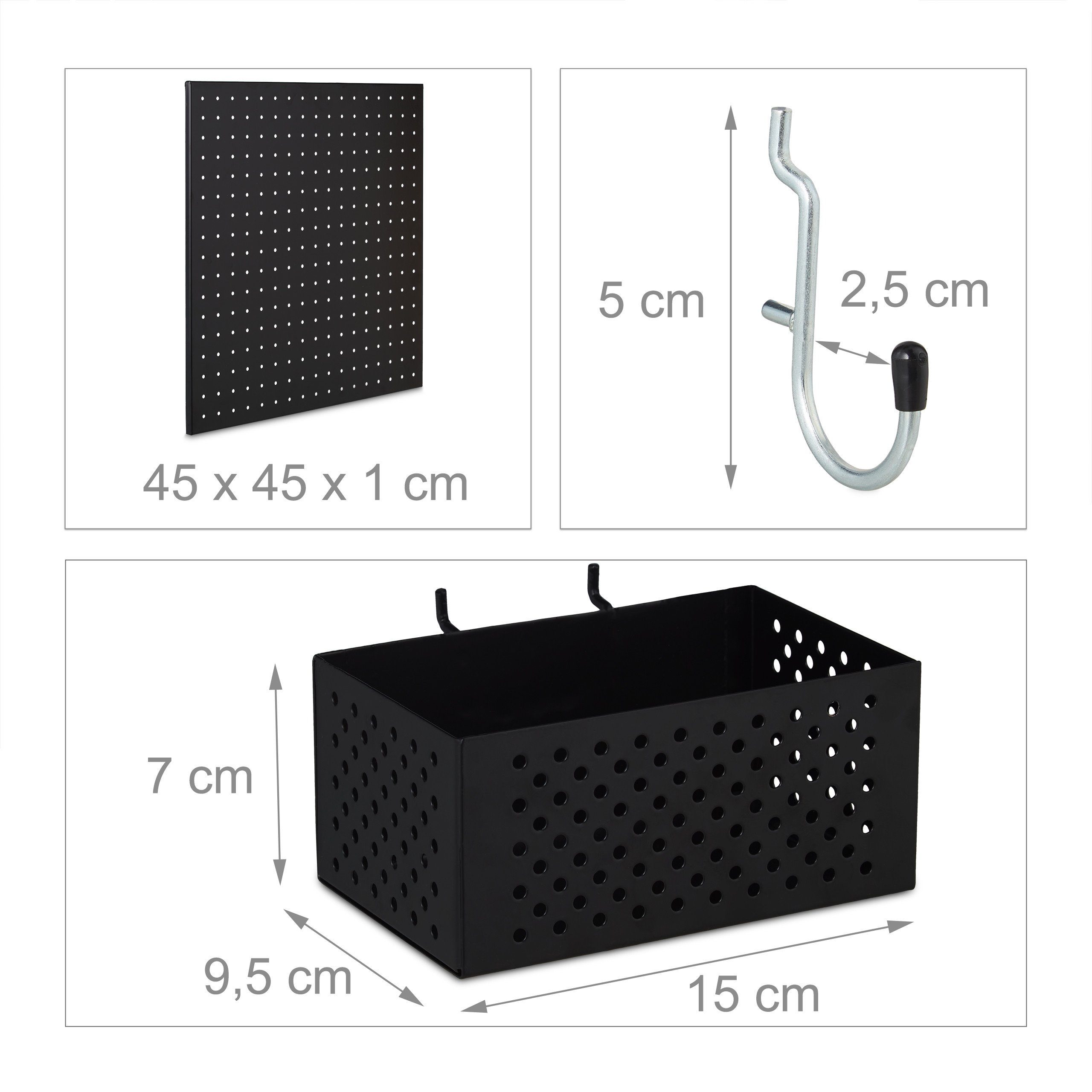 relaxdays Lochwand Werkzeugwand Metall mit Zubehör