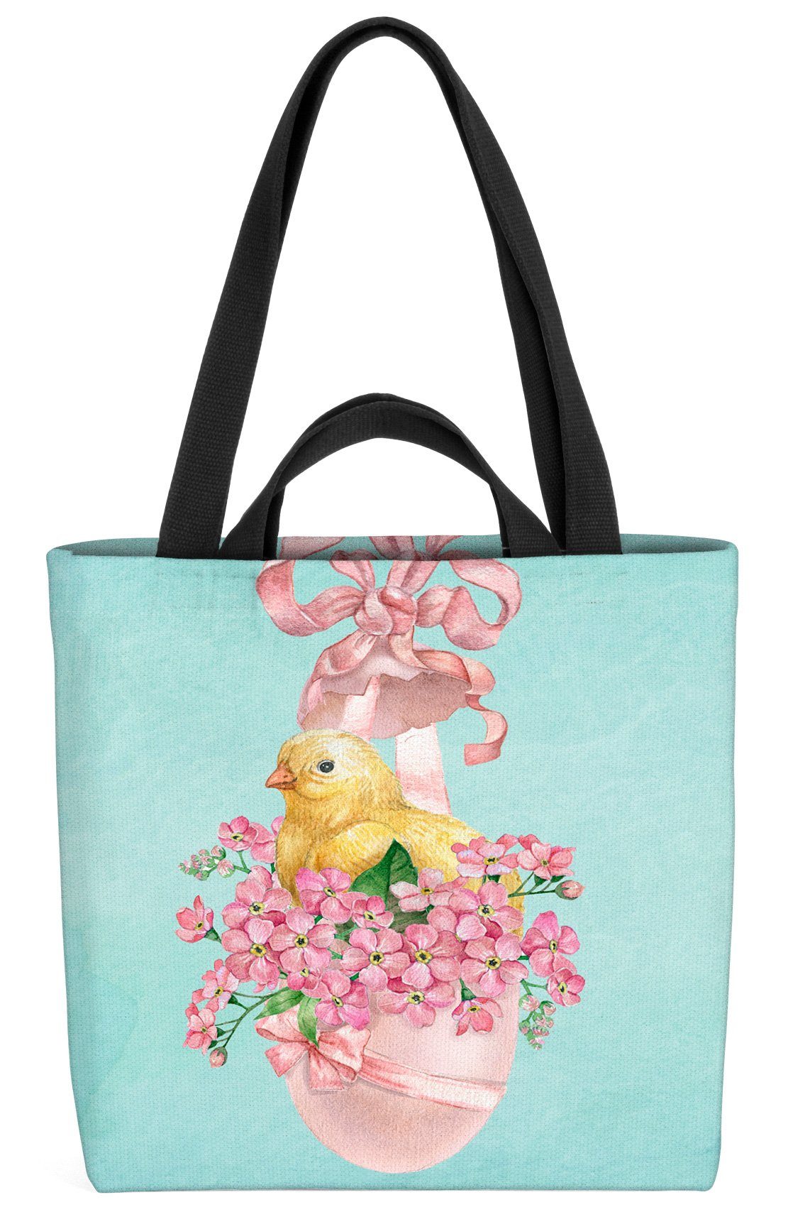 Ostern VOID Tasche Einkaufstasche Bag Osterküken Blumen Shopper Osterei (1-tlg), Henkeltasche