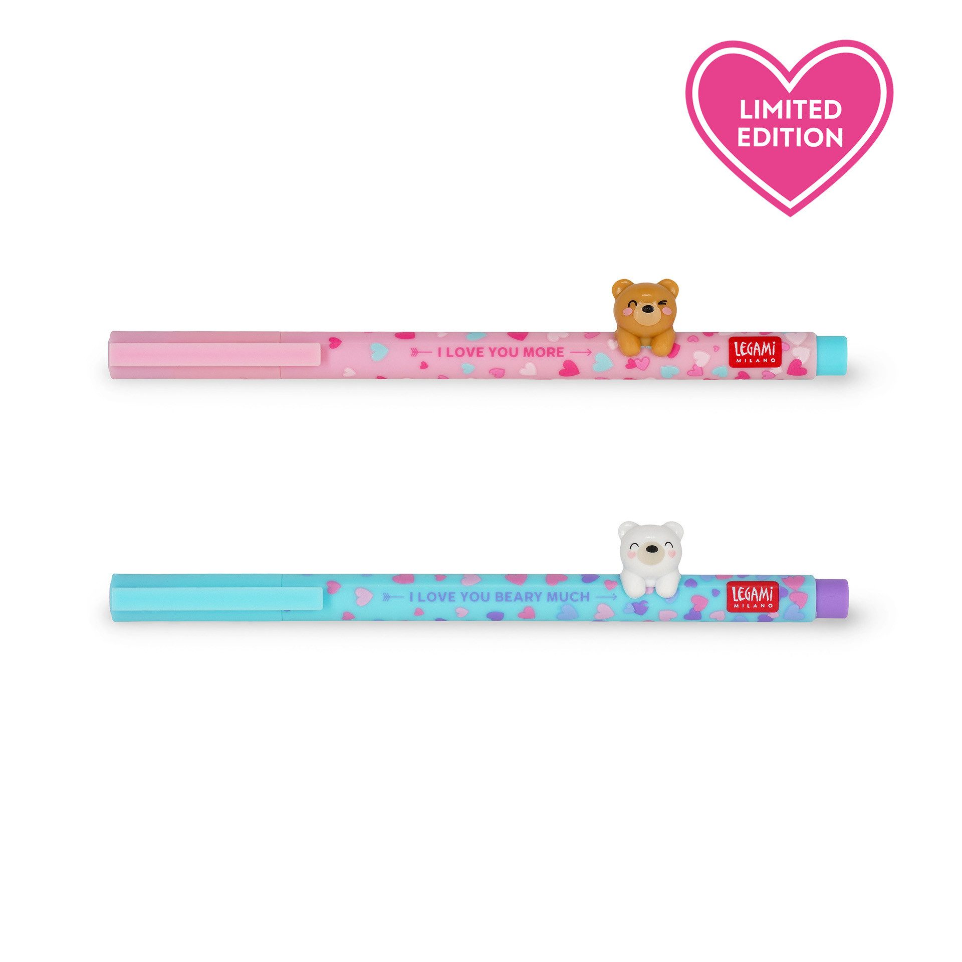 Legami Гелевые ручки Legami Gel Stift mit Tierdeko Lovely Friends Beary in love 2 Stück