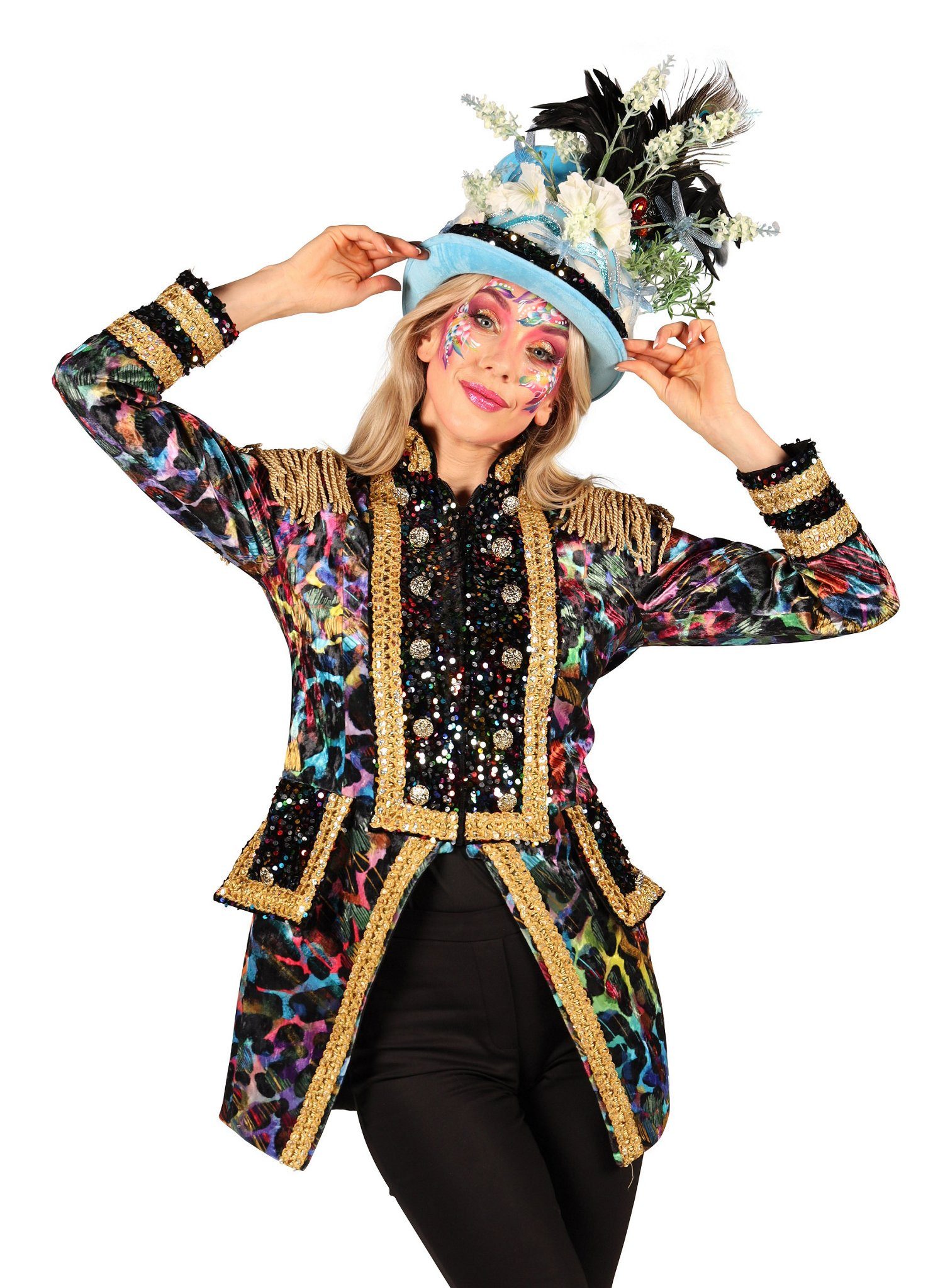 thetru Kostüm Karnevalsgarde Damenjacke neon-bunt, Hochwertige Uniformjacke günstig online kaufen