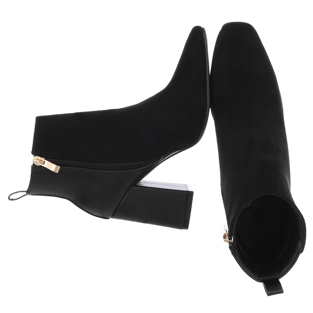 Ital-Design Elegante Ankle Boots mit Blockabsatz für Damen High-Heel-Stiefelette (90542787) Blockabsatz Stiefeletten in Schwarz