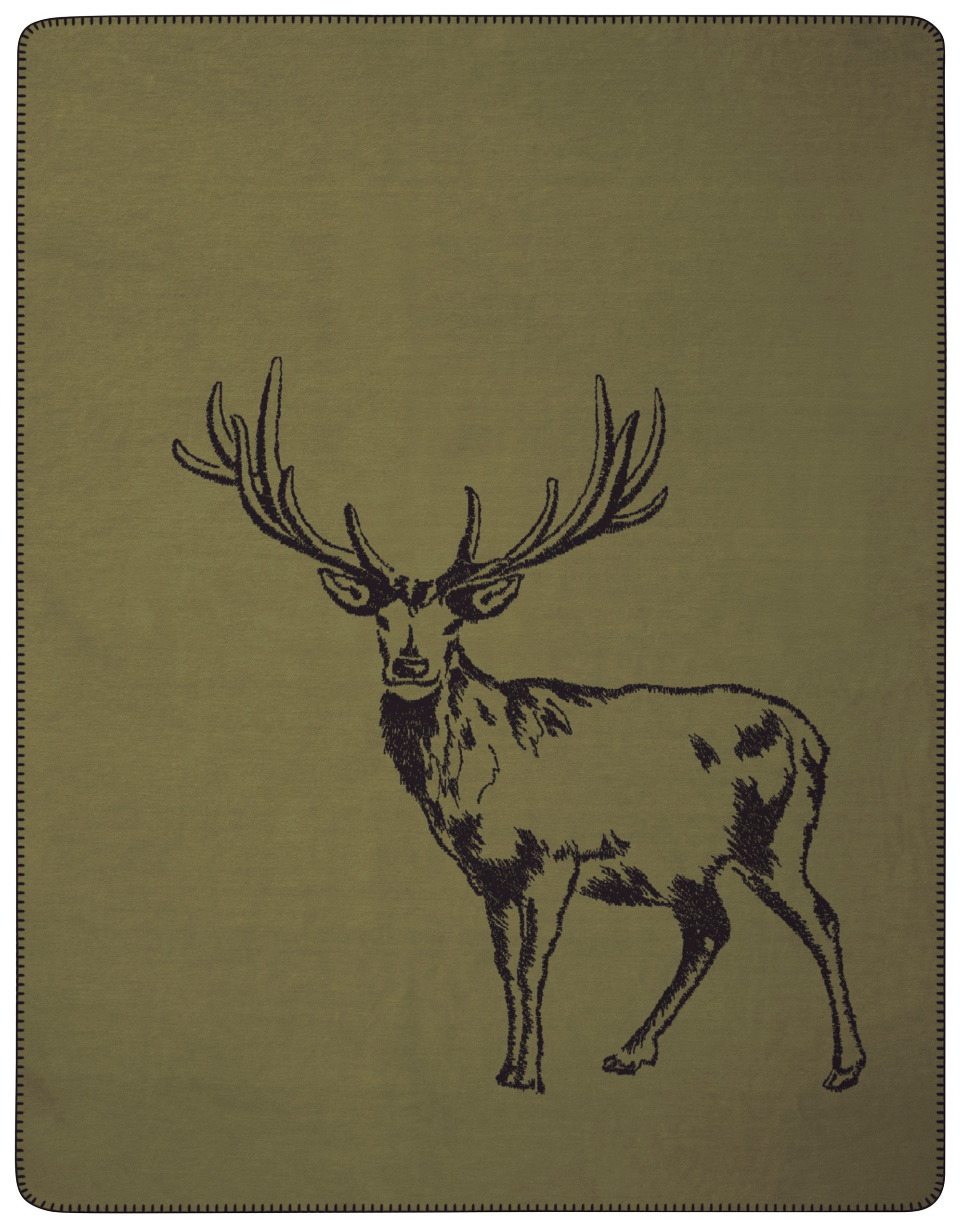Wohndecke Deer, Biederlack, mit Zierstich