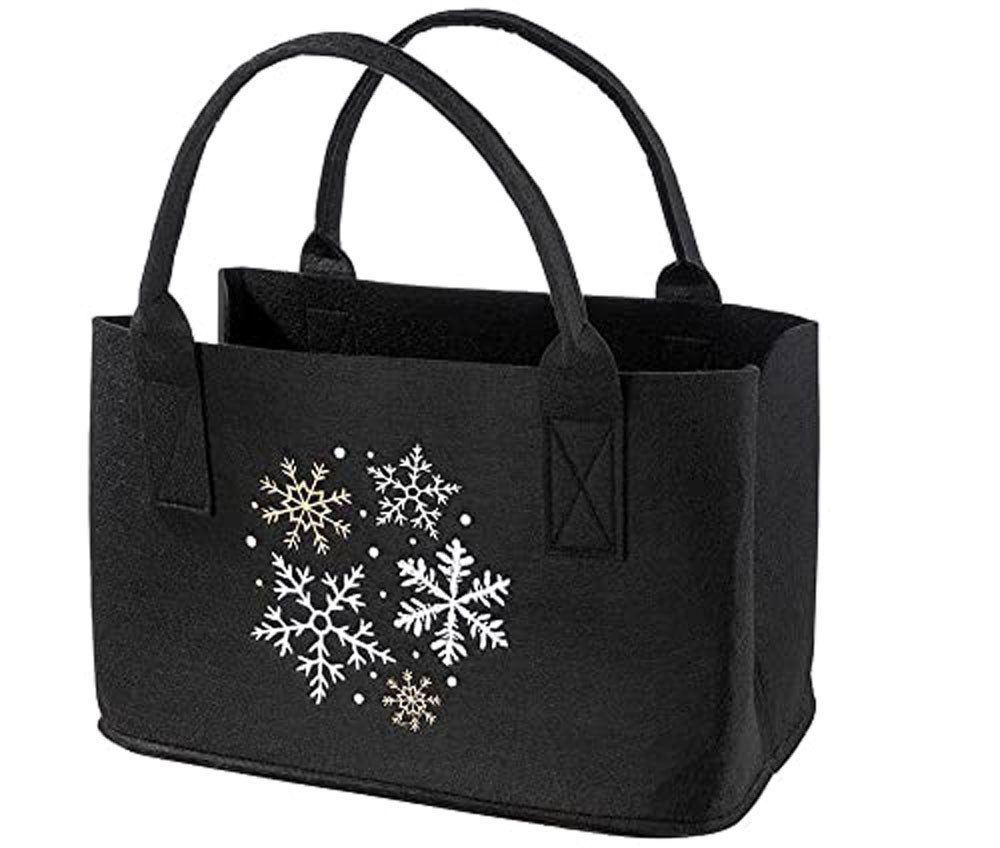 GILDE Einkaufsshopper Gilde Handwerk Filztasche schwarz bestickt Schneeflocke