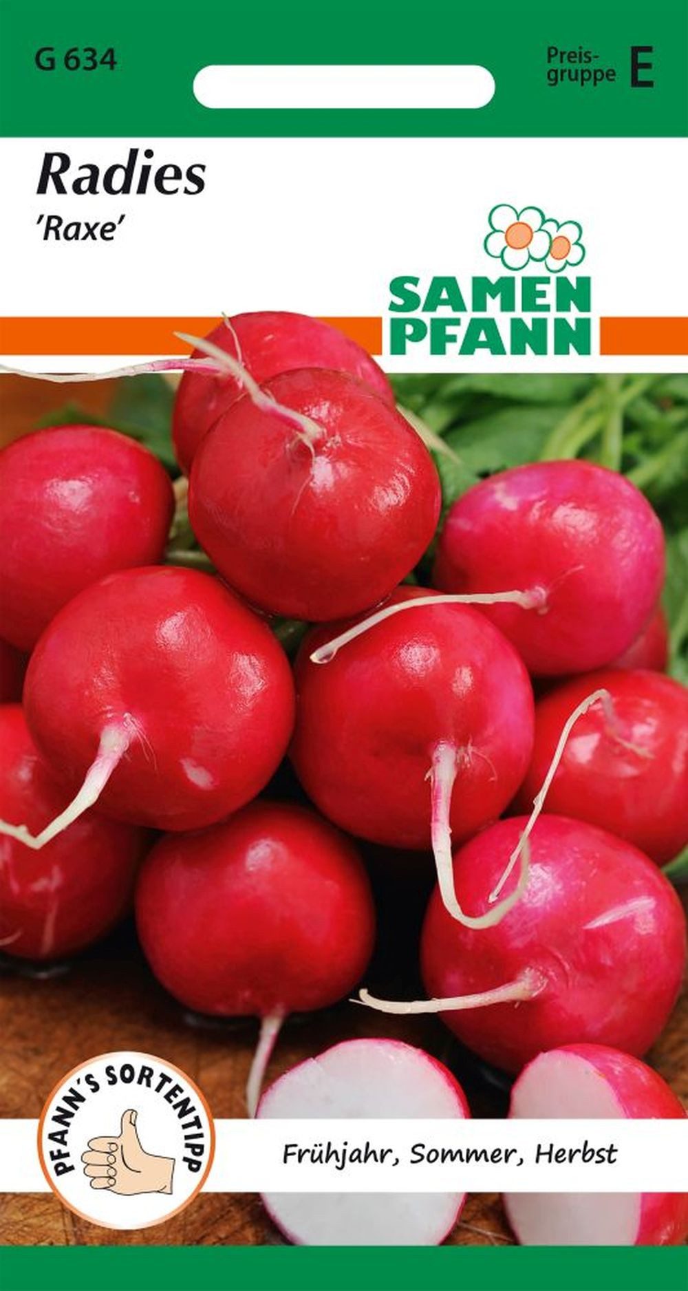 SAMEN PFANN Gemüsesamen Radies, Raxe - Radieschen-Samen rot, zart nicht pelzig Frühjahr-Herbst, Raphanus sativus