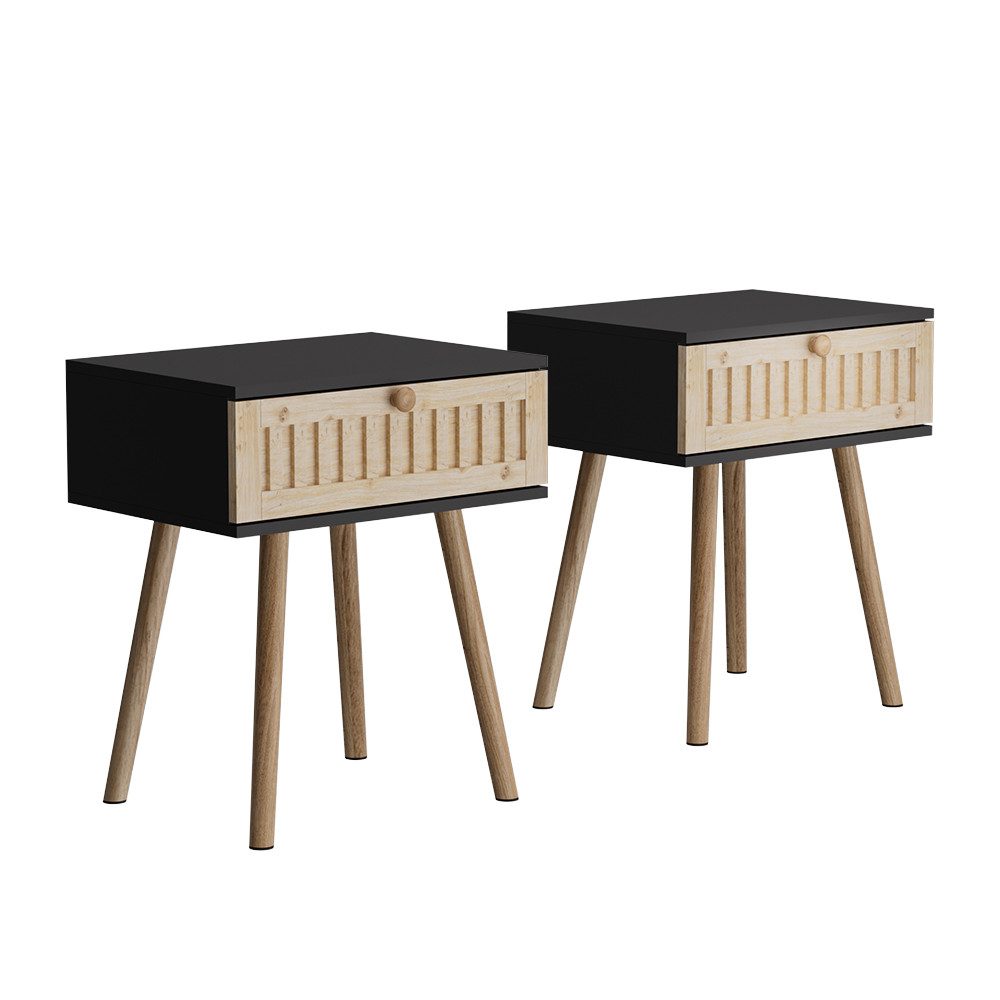 Vicco Nachtschrank Holk, Anthrazit/Kiefer, 40 x 47 cm 2-er Set günstig online kaufen