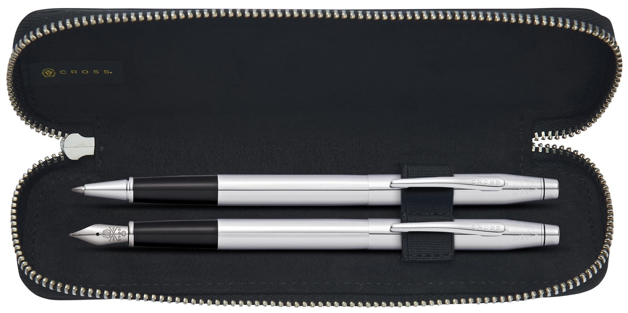 CROSS Federmäppchen Cross Lederetui aus Kalbsleder Schwarz, für 2 Schreibgeräte