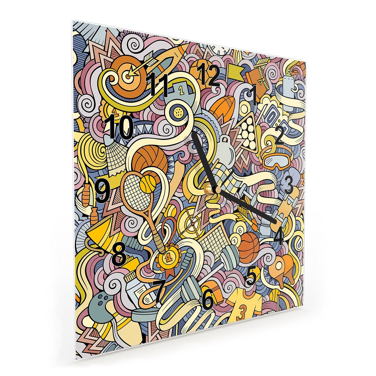 Motiv 30 cm Größe Primedeco Wanduhr Wanduhr x Abstraktes Muster 30 Wandkunst mit Glasuhr