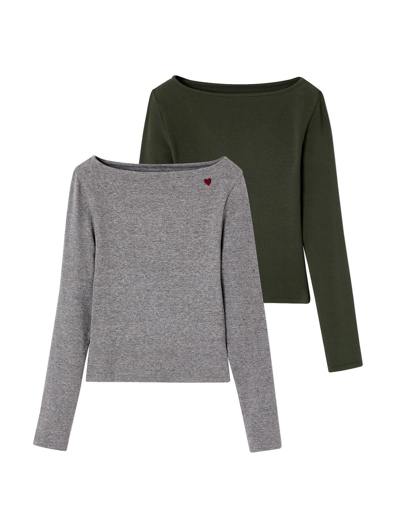 jonen Langarmshirt gerippte Mädchen Shirts 2er-Pack