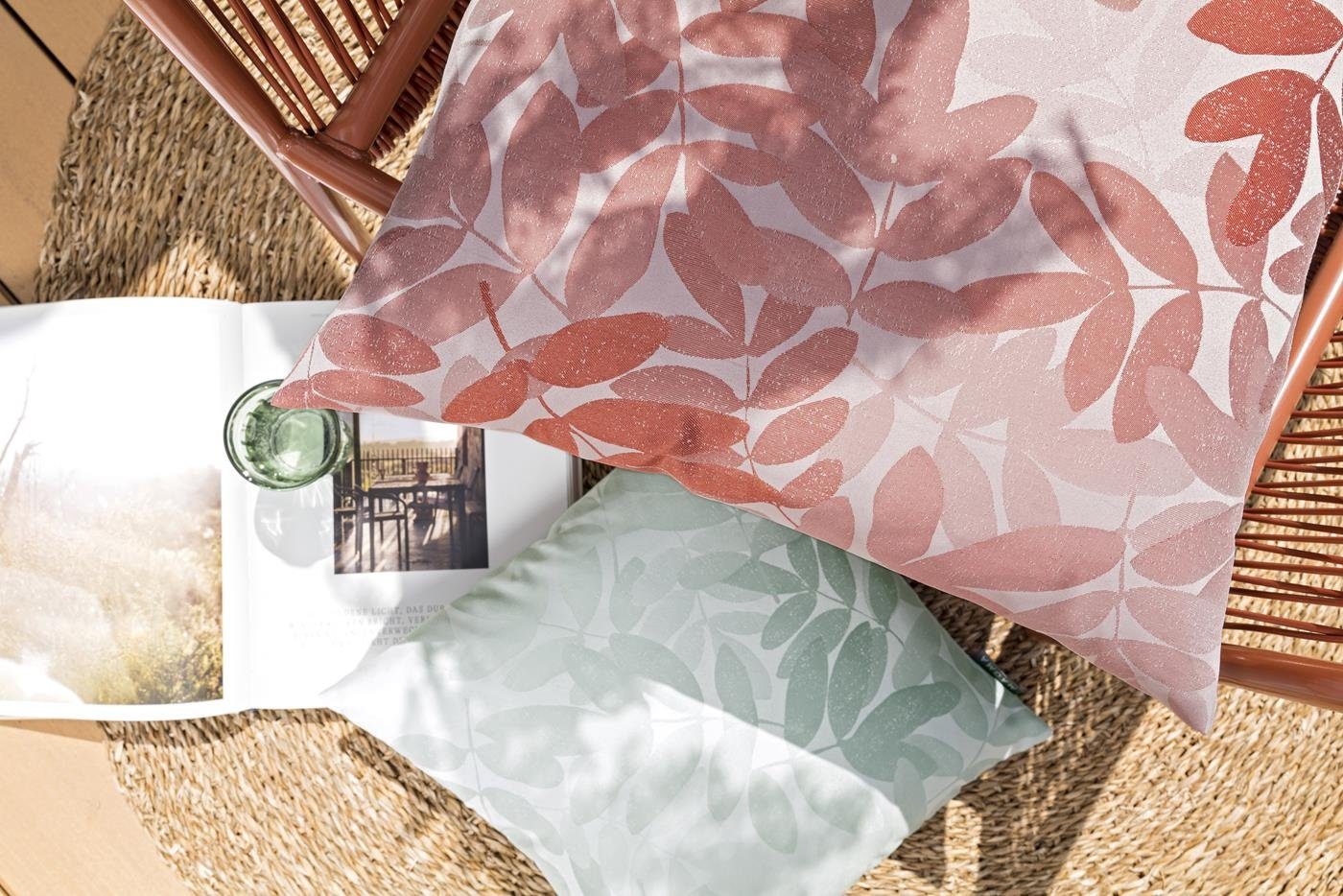 Magma Heimtex Kissenbezüge Larissa Blättermotiv farbenfroh Jacquard Kissenhülle