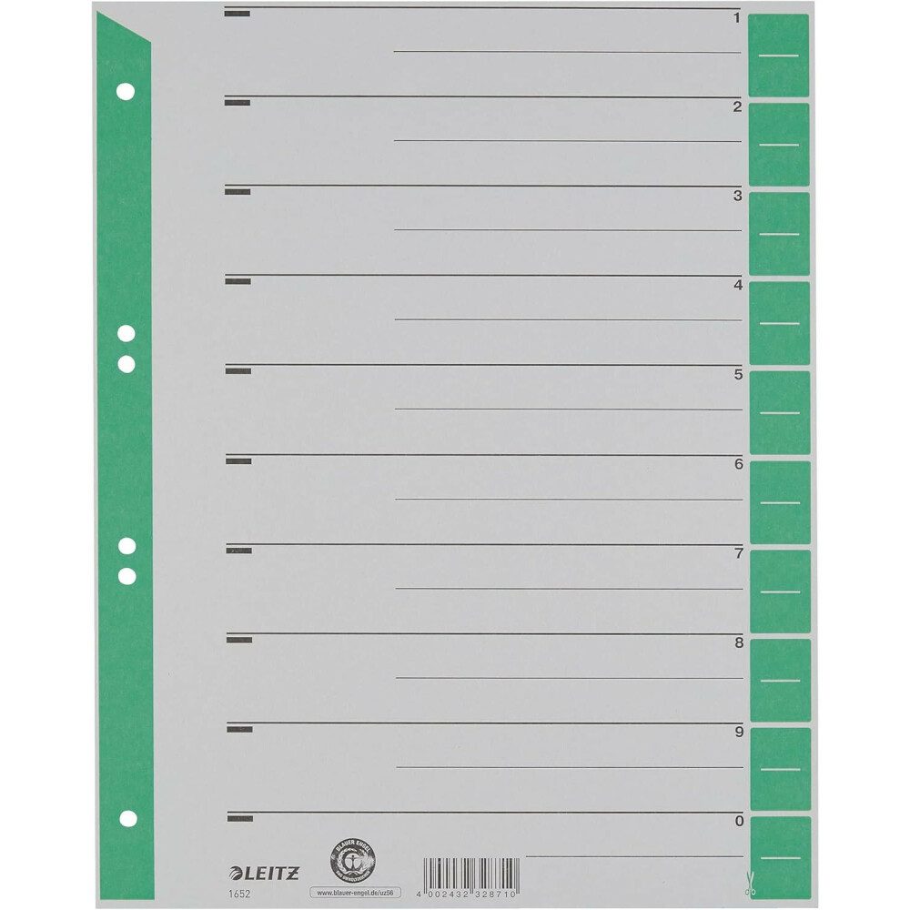 LEITZ Designpapier Leitz 1652-00-55 - Trennblätter1652 A4 100-er, grün