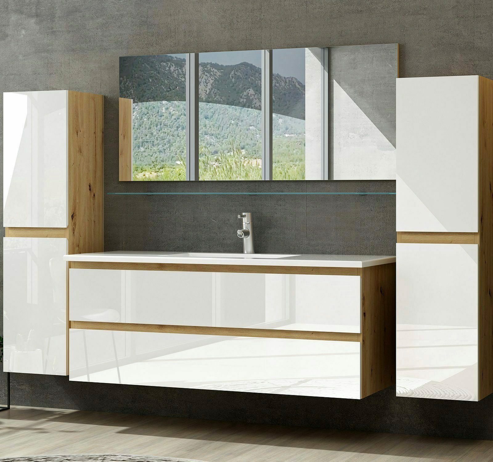 Homeline Badmöbel-Set Leonard-90-1x H, (Badmöbel Set Eiche Artizan/ Weiss H günstig online kaufen