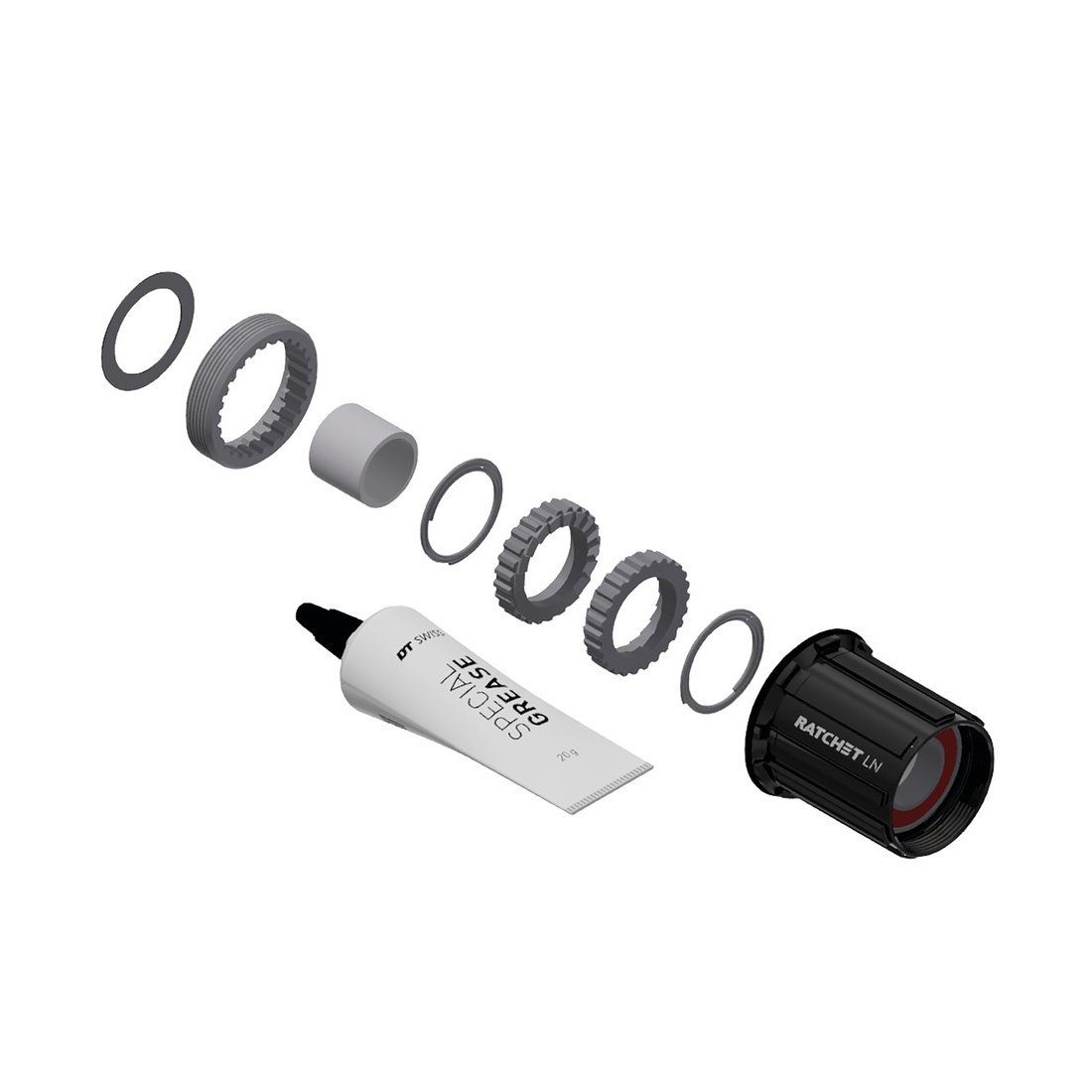 DT Swiss Hinterradnabe Umrüstkit HR-Nabe Alu, 3 Pawl in Ratchet LN, Shim.11S Road