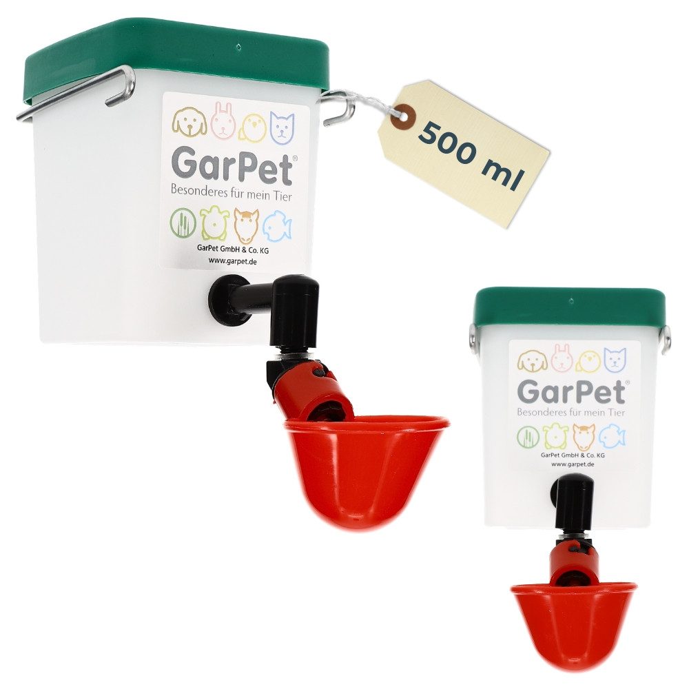 GarPet Wasserspender Beckentränke Hühner Tränke Wachteltränke Wassertränke Küken 500 ml 1 L 0.5 l