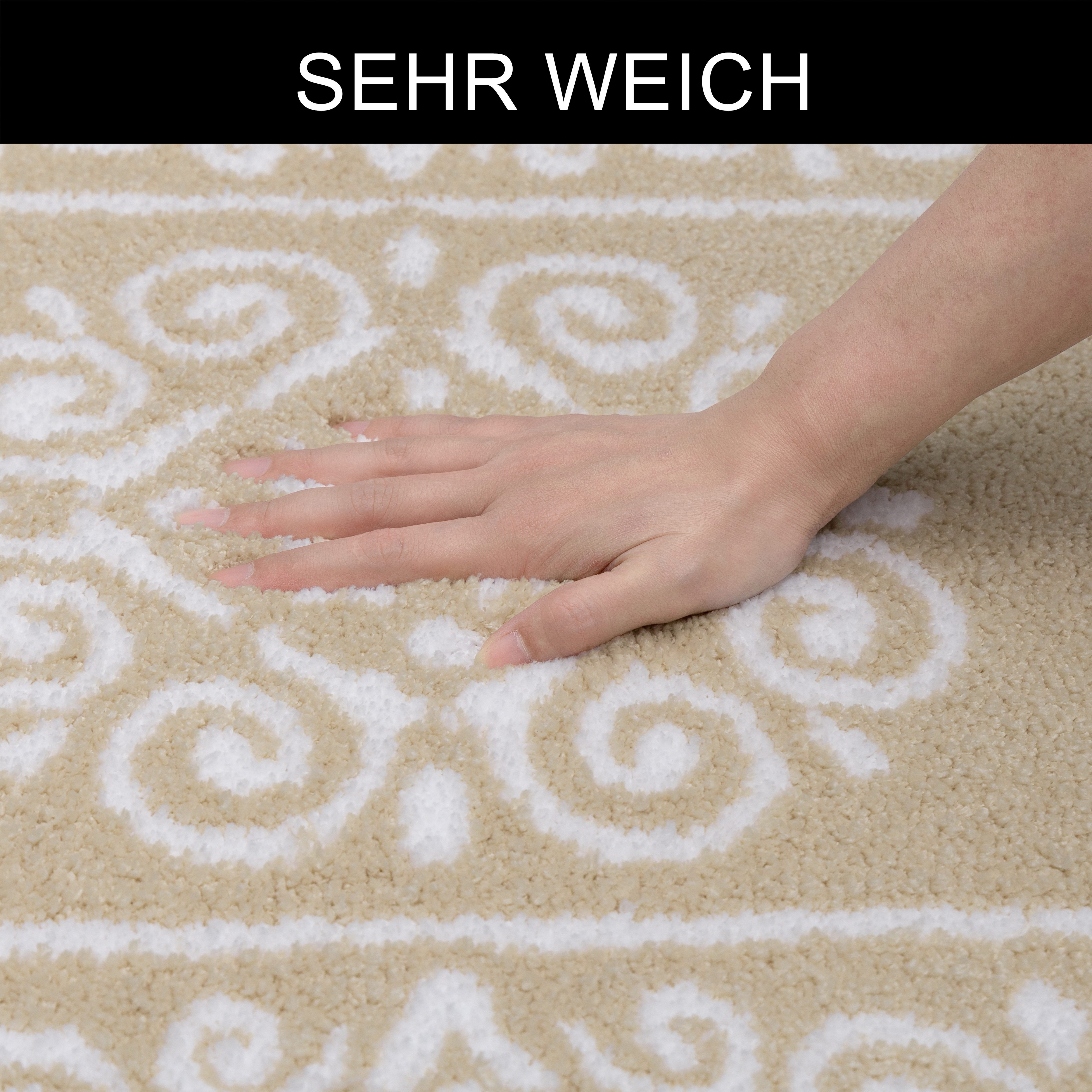 OTTO home Badematte Dafna, Badteppich, Badvorleger, Badezimmer Teppich, Höhe 12 mm, rutschhemmend beschichtet, schnell trocknend, fußbodenheizungsgeeignet, Polyester, rechteckig, Orient-Optik, Vintage Design