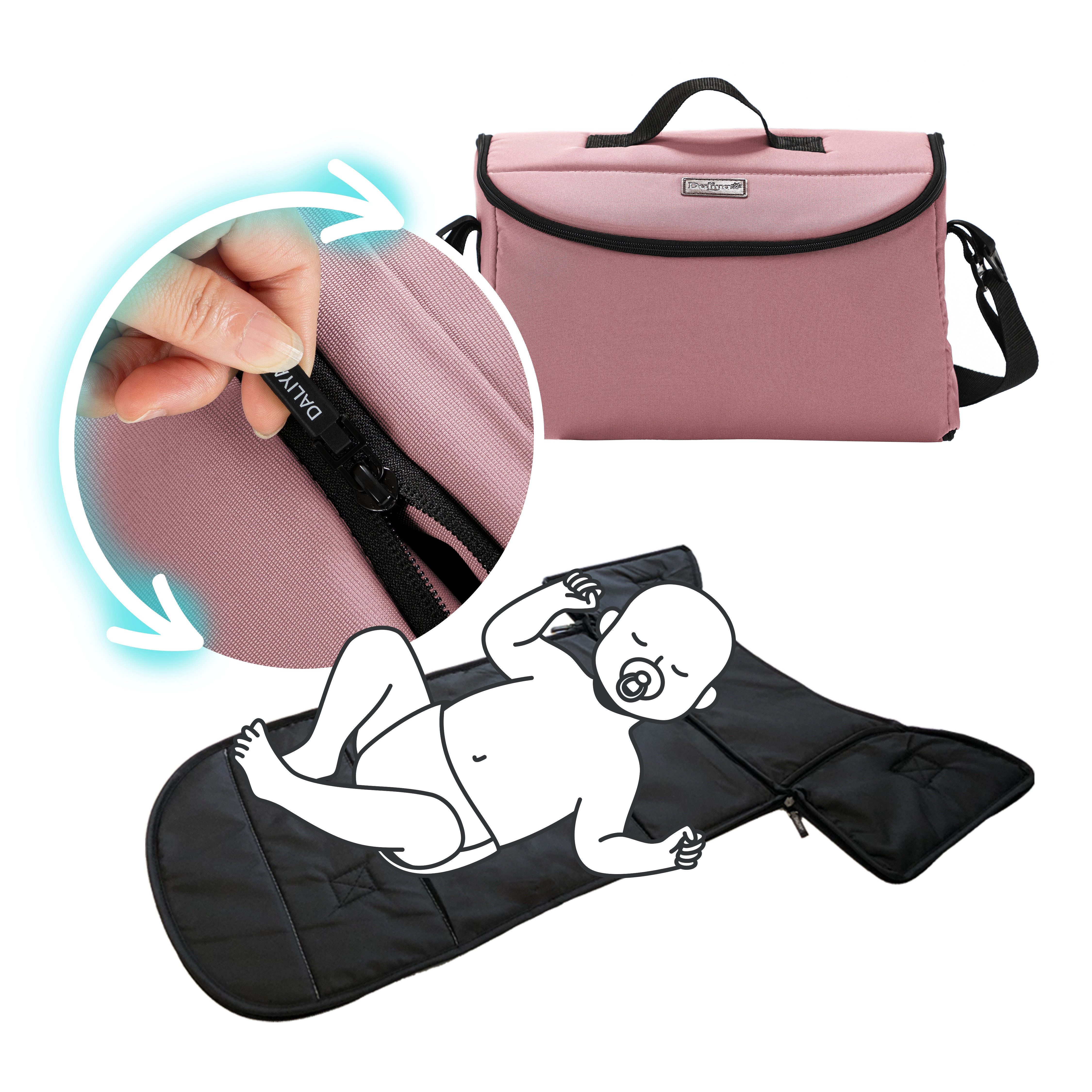 Daliya® Kinderwagen-Tasche ALPINO 2in1 Wickeltasche & Wickelunterlage, universal, multifunktional, multifunktionale Tasche für Kinderwagen, Wickeltasche, Wickelunterlage