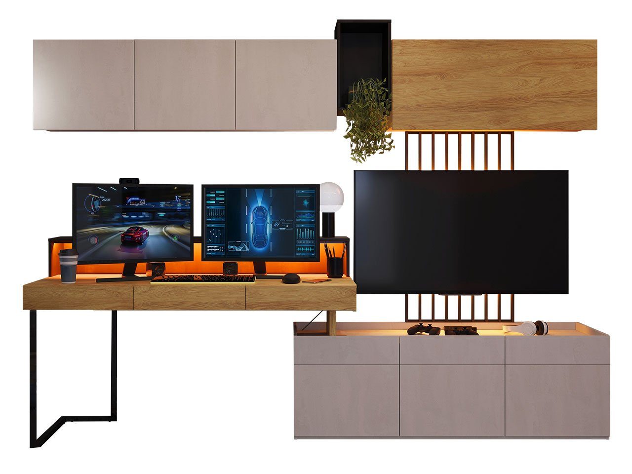 MIRJAN24 Jugendzimmer-Set Teen Flex VIII, (8er-Set), Schreibtisch universell Links / Rechts