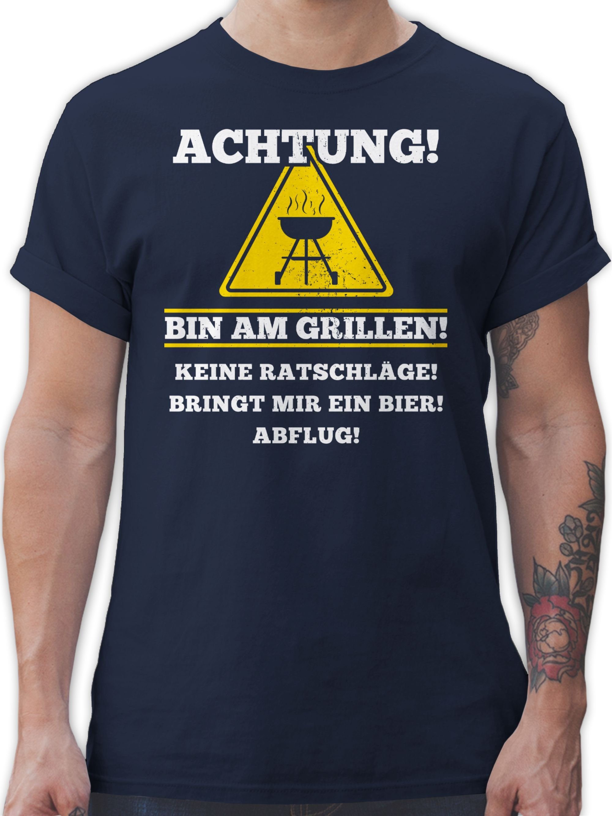 Navy Grillen Blau Bin Geschenk & Grillen Shirtracer T-Shirt 2 Grillzubehör am