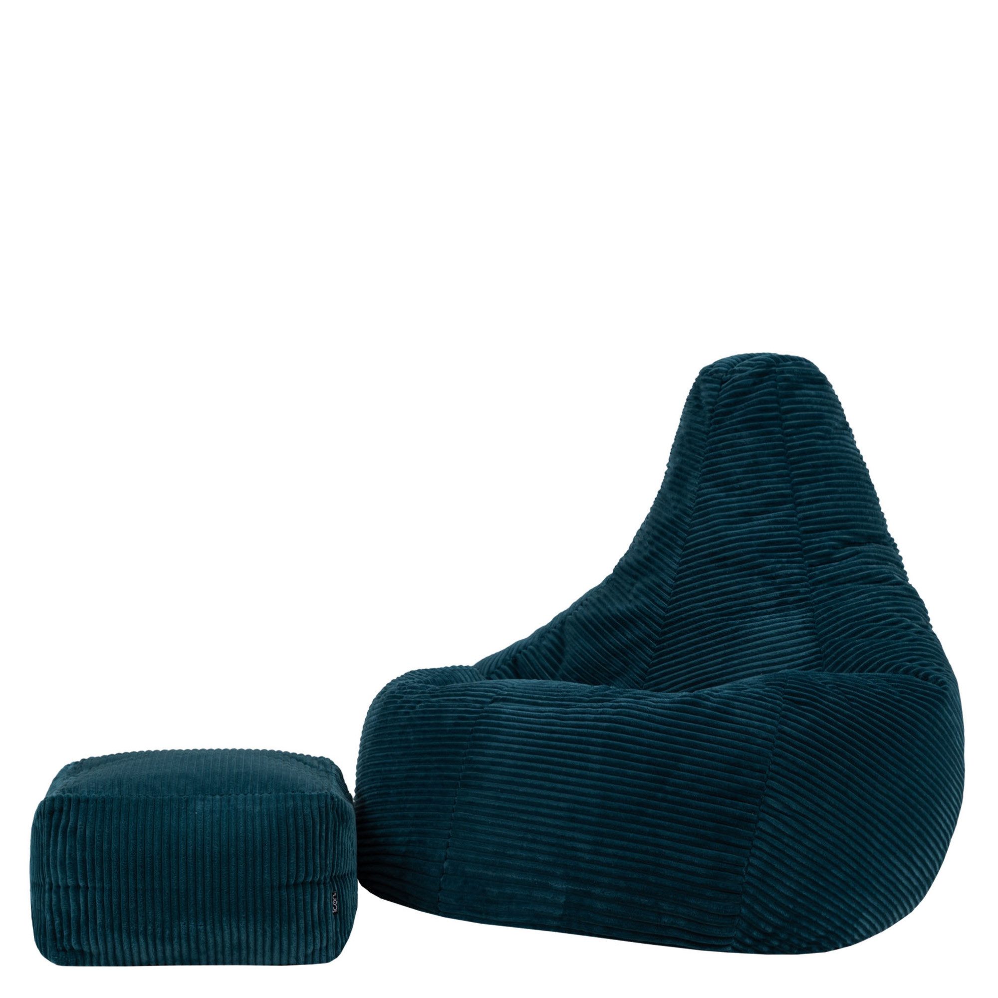 icon Sitzsack Liegesessel mit Hocker XXL aus Cord „Dalton“ (Spar-Set, 1 x Sitzsack, 1 x Fußhocker), Sitzsack XXL, Gaming Sitzsack, Made in Germany, für Erwachsene