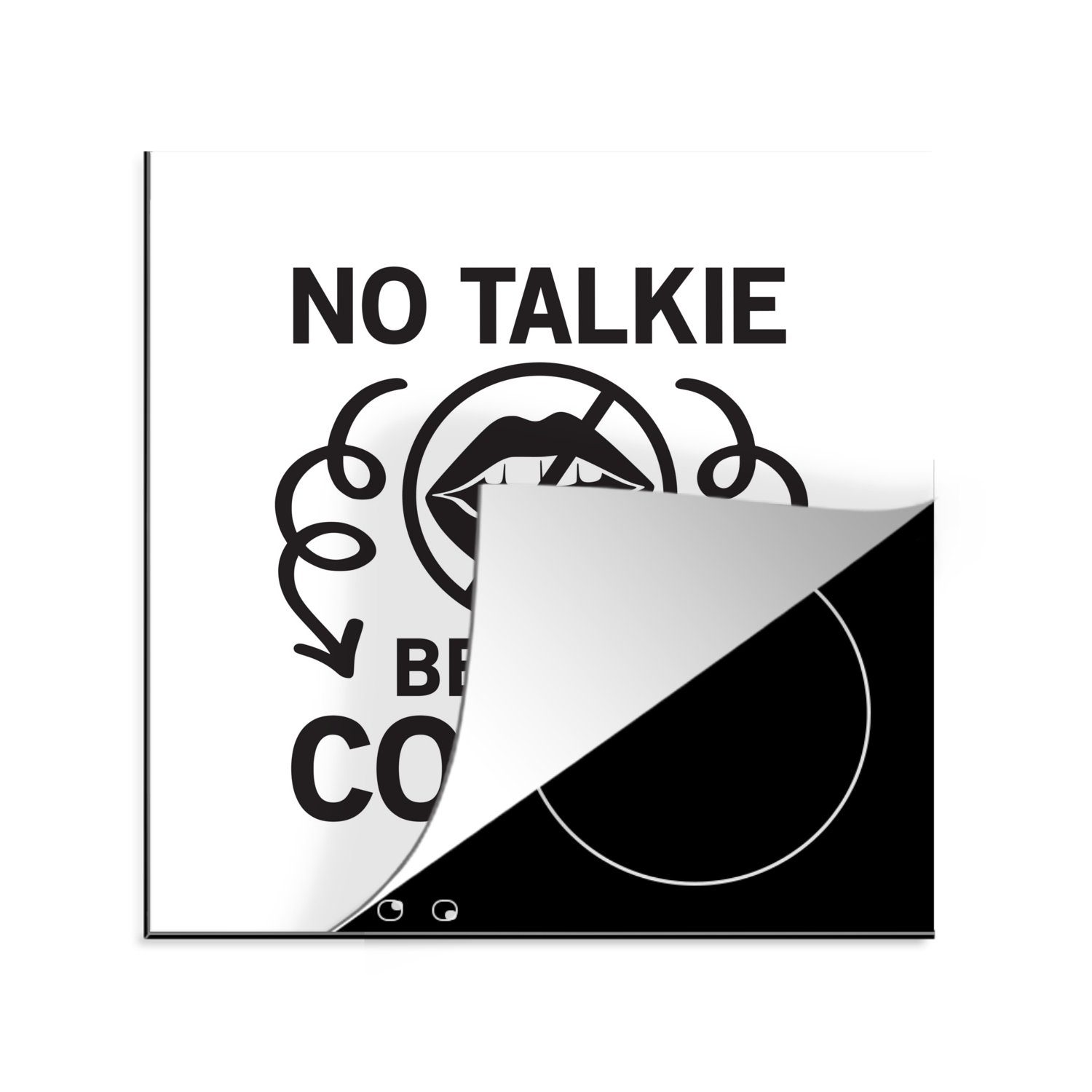 MuchoWow Herdblende-/Abdeckplatte Kein Gespräch vor dem Kaffee - Sprichwörter - Kaffee - Zitate, Vinyl, (1 tlg), 78x78 cm, Ceranfeldabdeckung, Arbeitsplatte für küche