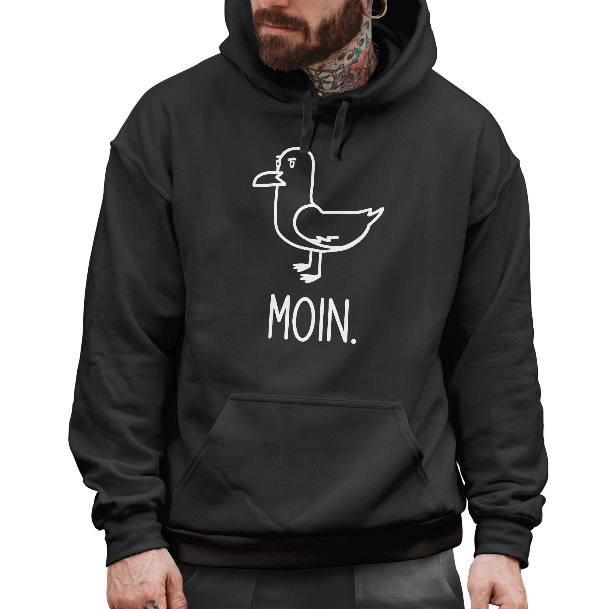 MoonWorks Hoodie Hoodie Herren Frontprint Moin Möwe Geschenk für Nordlichter