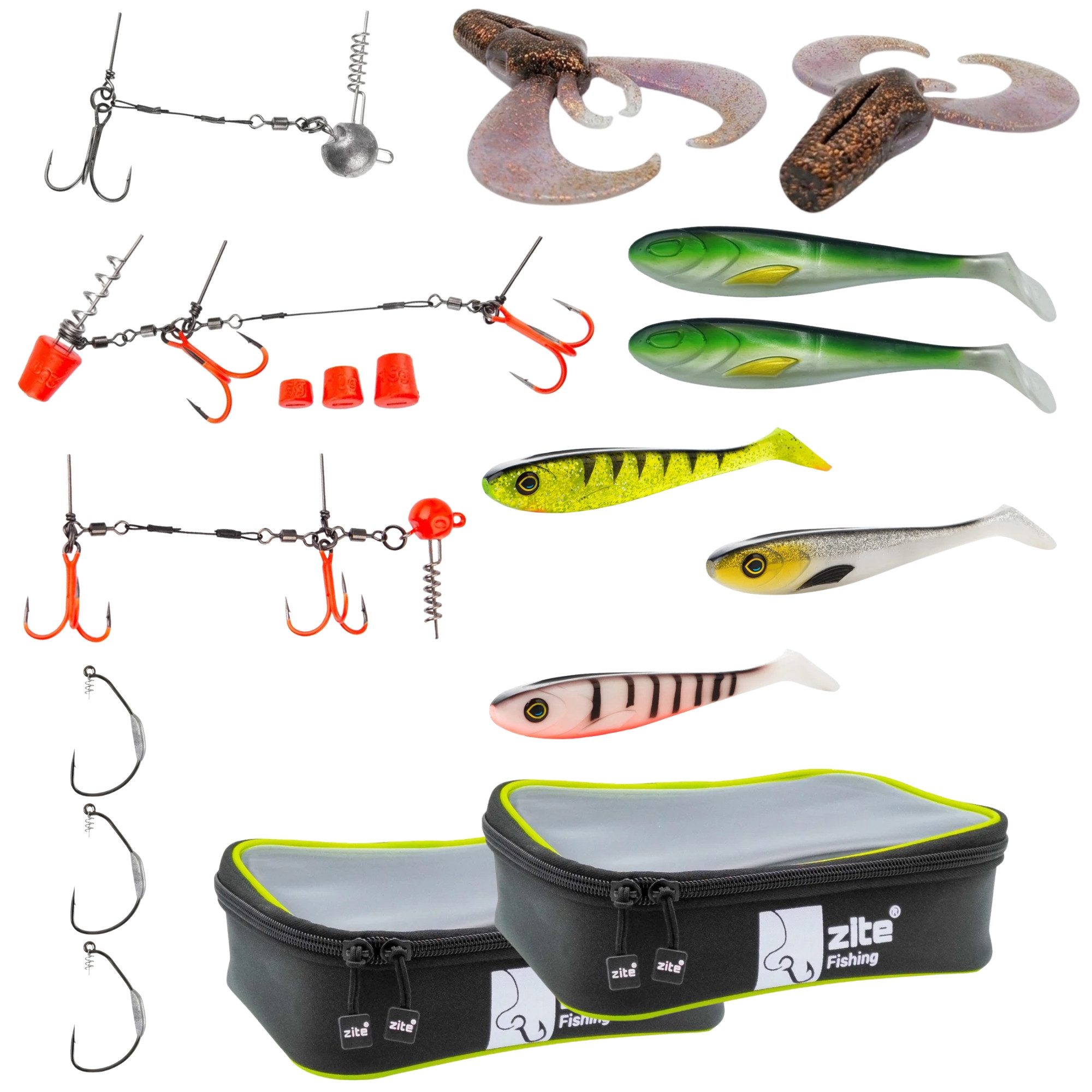Zite Kunstköder Big Bait Starter-Set Gummiköder Hechtsysteme Haken Angeltaschen