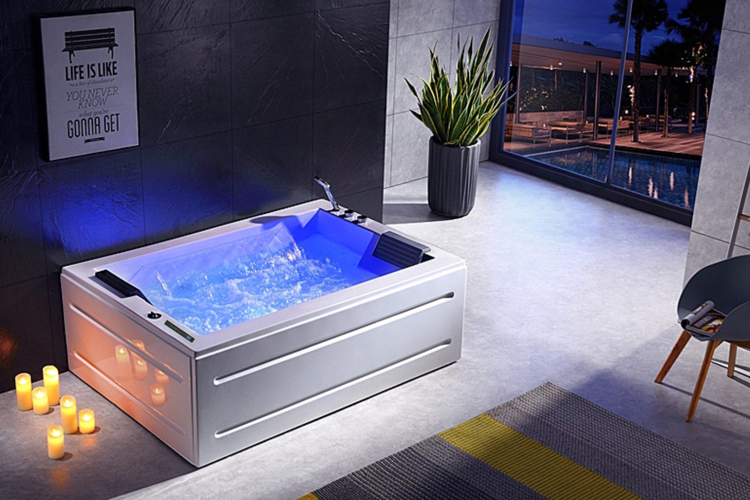 Duwilux Whirlpool-Badewanne Edler 2 Personen Whirlpool 181x127 Sydney Badewanne VOLLAUSSTATTUNG, (1-tlg), Vollausstattung