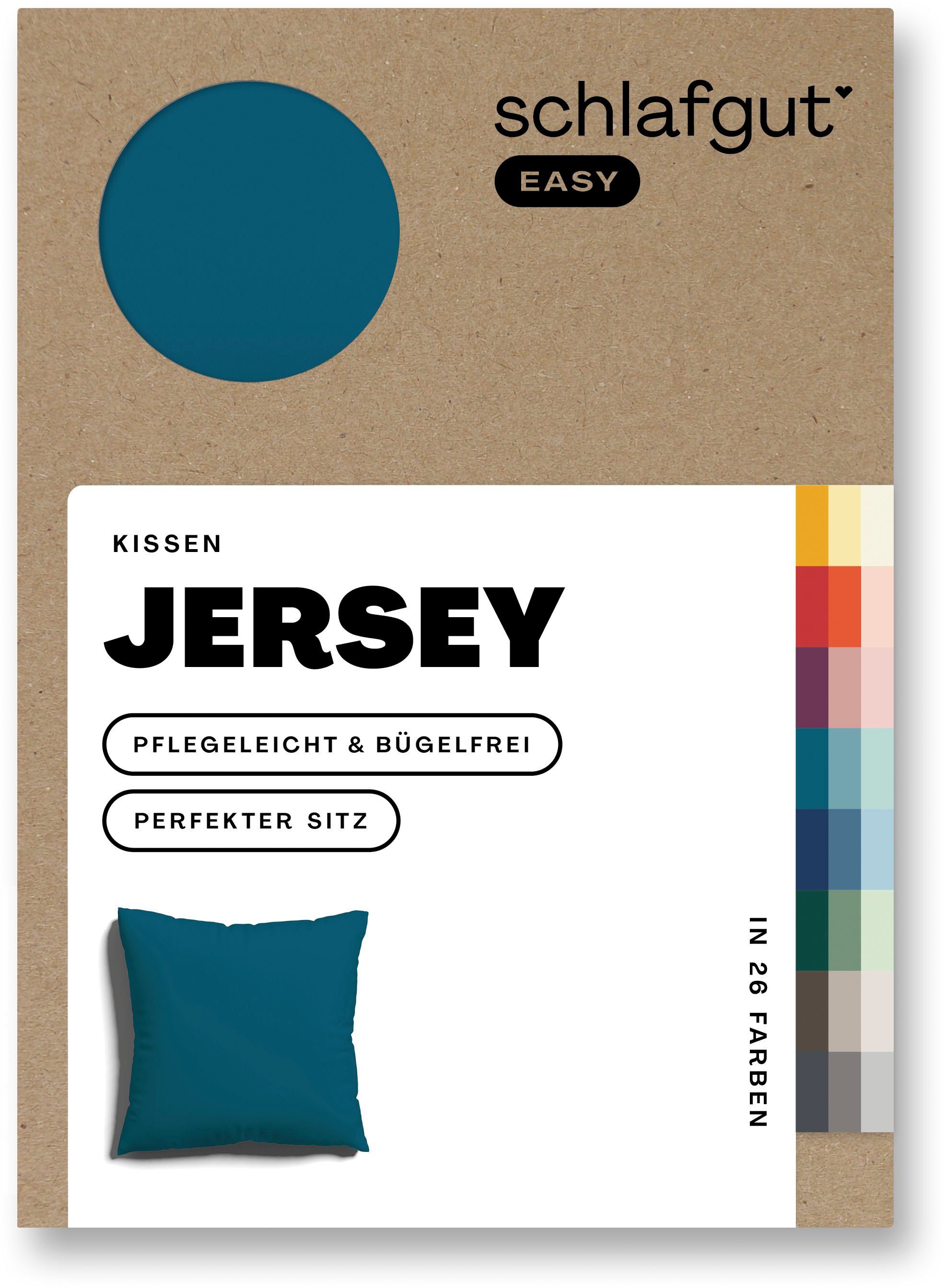 Schlafgut Kissenbezug EASY JERSEY Kissenhülle 100% Baumwolle, weicher Edel-Jersey, bügelfrei, (1 Stück), mit farblich angepasstem Reißverschluss, pflegeleicht, formstabil