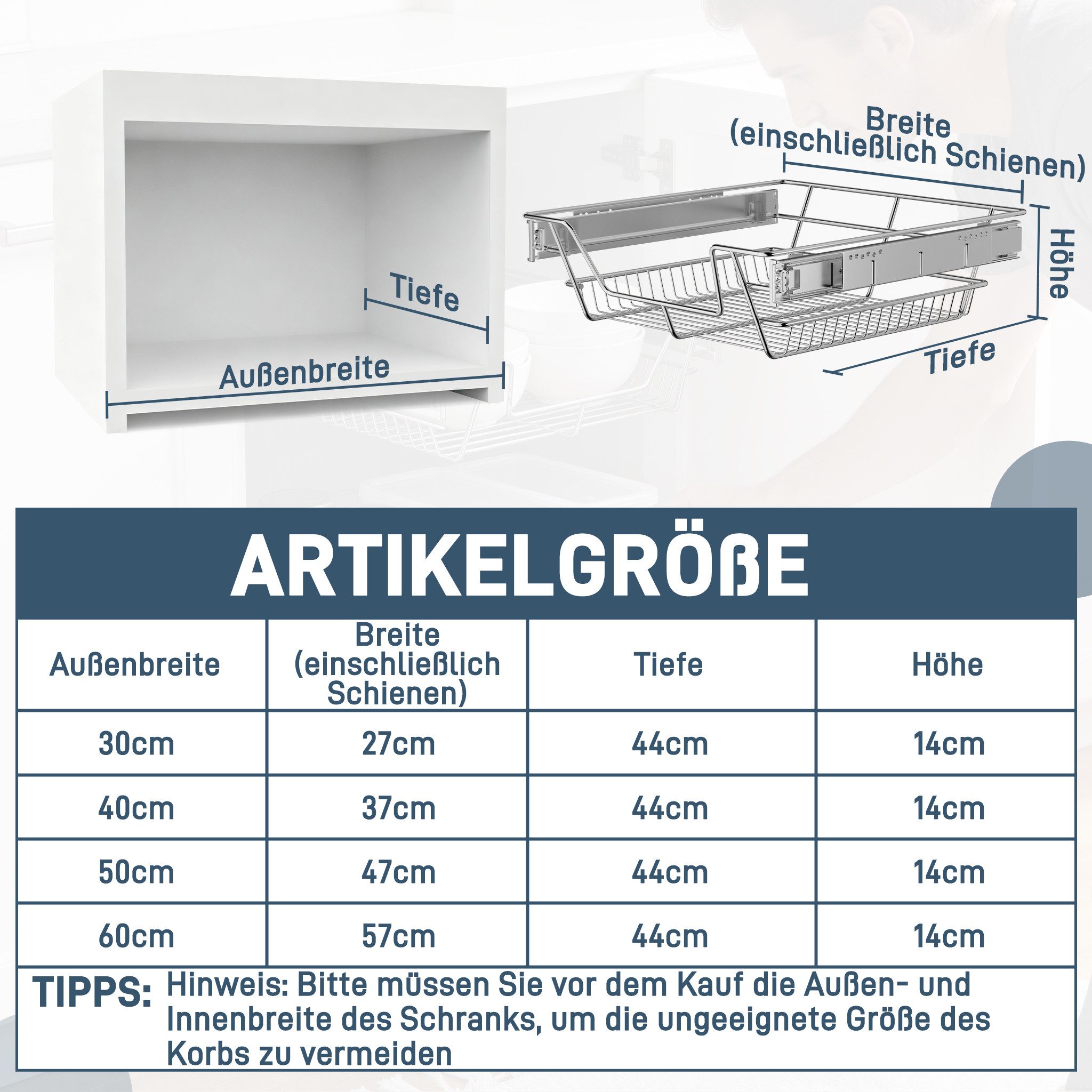 FIVMEN Schublade Teleskopschublade 2 Stück Ausziehbare Küchenschublade, Schlafzimmerschublade Küchen Regal, Silber/Schwarz