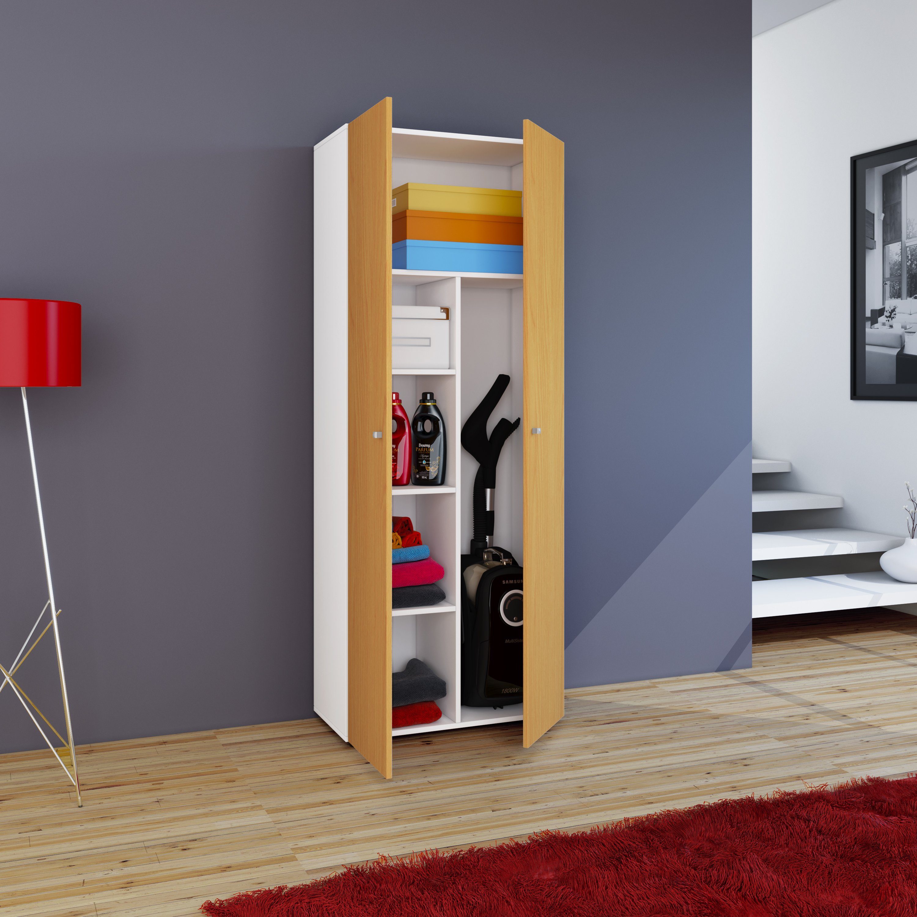 VCM Mehrzweckschrank Haushaltsschrank Vandol B. 70 x H. 178 x T. 40 cm Besenschrank, 6 Fächer