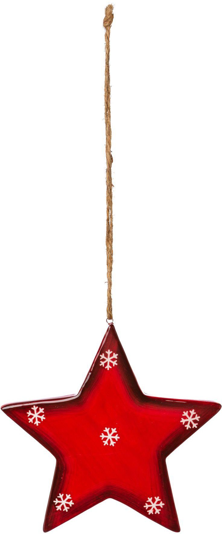 Creativ deco Dekostern Weihnachtsstern, Weihnachtsdeko rot,  Christbaumschmuck, 6 St., mit Schneeflocken-Design